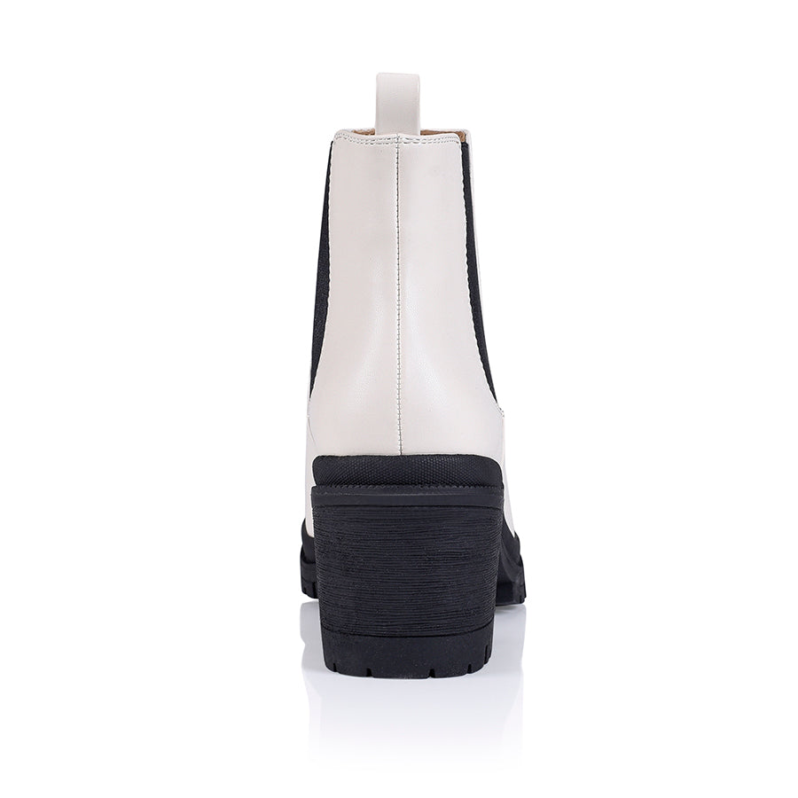 Georgia Chunky Combat Boots - Women's Fashion Ankle Boots with Bone Smooth Leather for Streetwear & Casual Outfits | Perfect for Fall, Winter & Everyday Wear