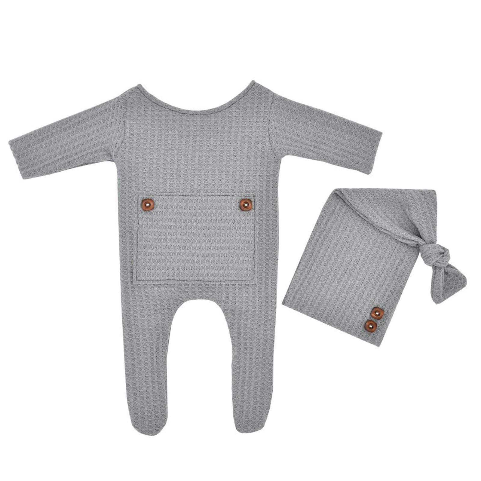 **Adorable Newborn Baby Romper Set with Hat & Footed Overalls - Soft Cotton Photography Outfit for Boys & Girls - Perfect for Newborn Photo Shoots, Baby Showers & First Birthday Gifts**