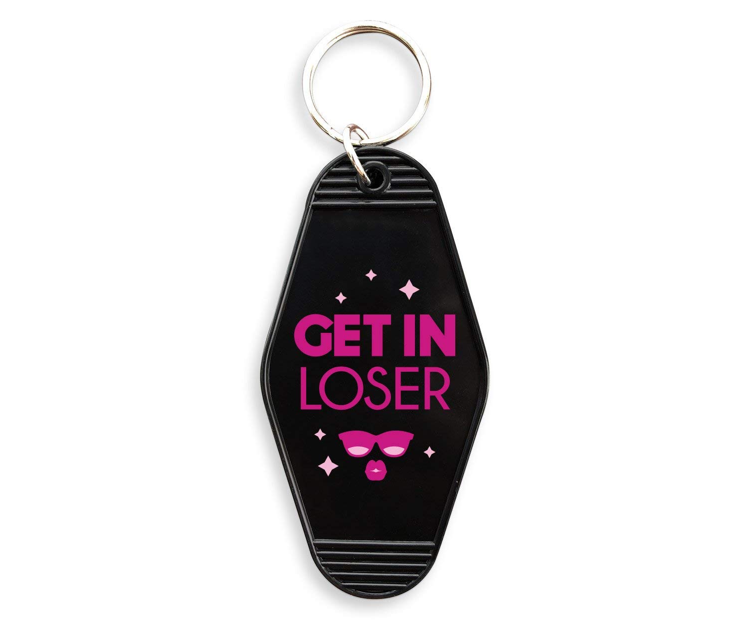 Vintage Motel Keychain - Retro Style 'Get In Loser' Key Tag (3.5 Inch) - Perfect for Car Keys, House Keys & Travel Accessories