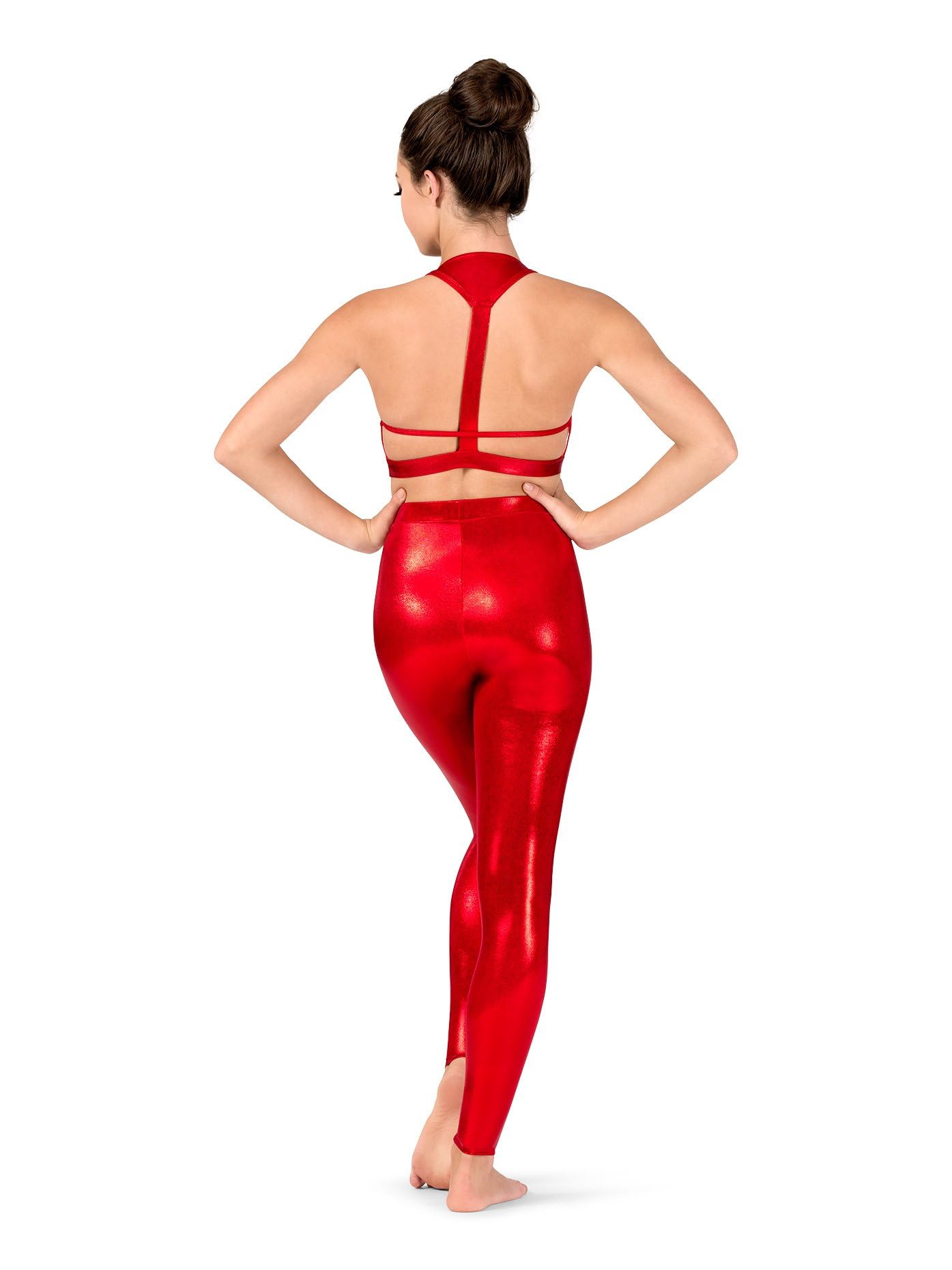 Double Platinum Women's Metallic Dance Leggings - High Waisted Shiny Yoga Pants for Workout, Performance & Night Out