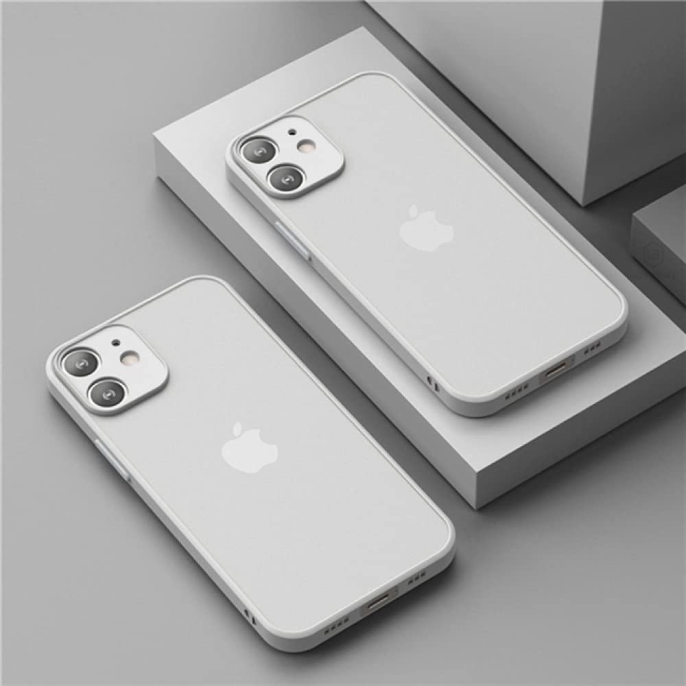 Frosted Clear Square iPhone Case for iPhone 12/11/13 Pro Max/Mini/XS Max/XR/X/8/7 Plus/SE 2020 - Slim Protective Cover (White) - Perfect for Everyday Use & Style Protection