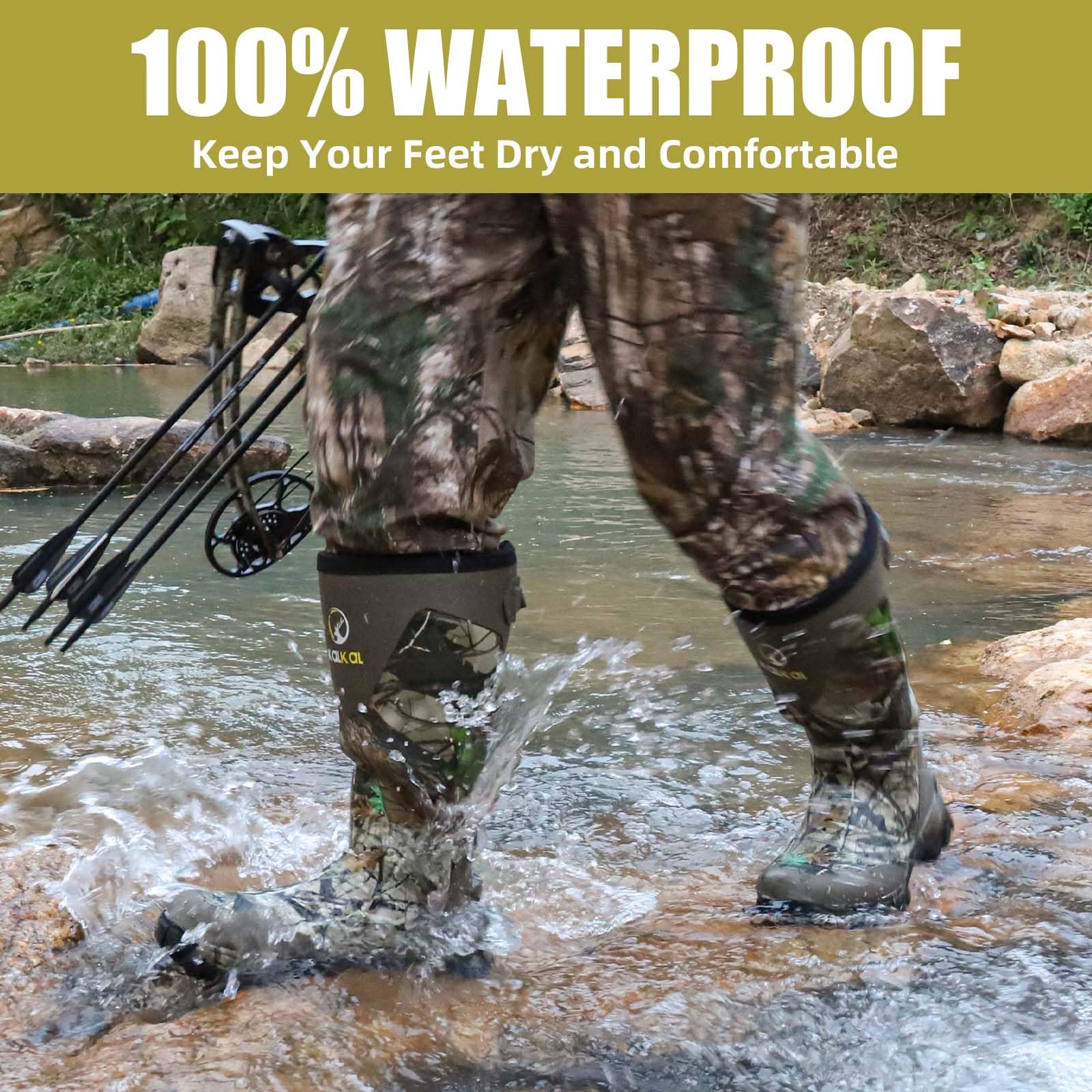 Men's Kalkal Snake Boots - Waterproof Insulated Hunting Boots with 5mm Neoprene & Anti-Slip Sole for Outdoor Work, Farming, Gardening, Fishing - Perfect for Rugged Terrain and Wet Conditions