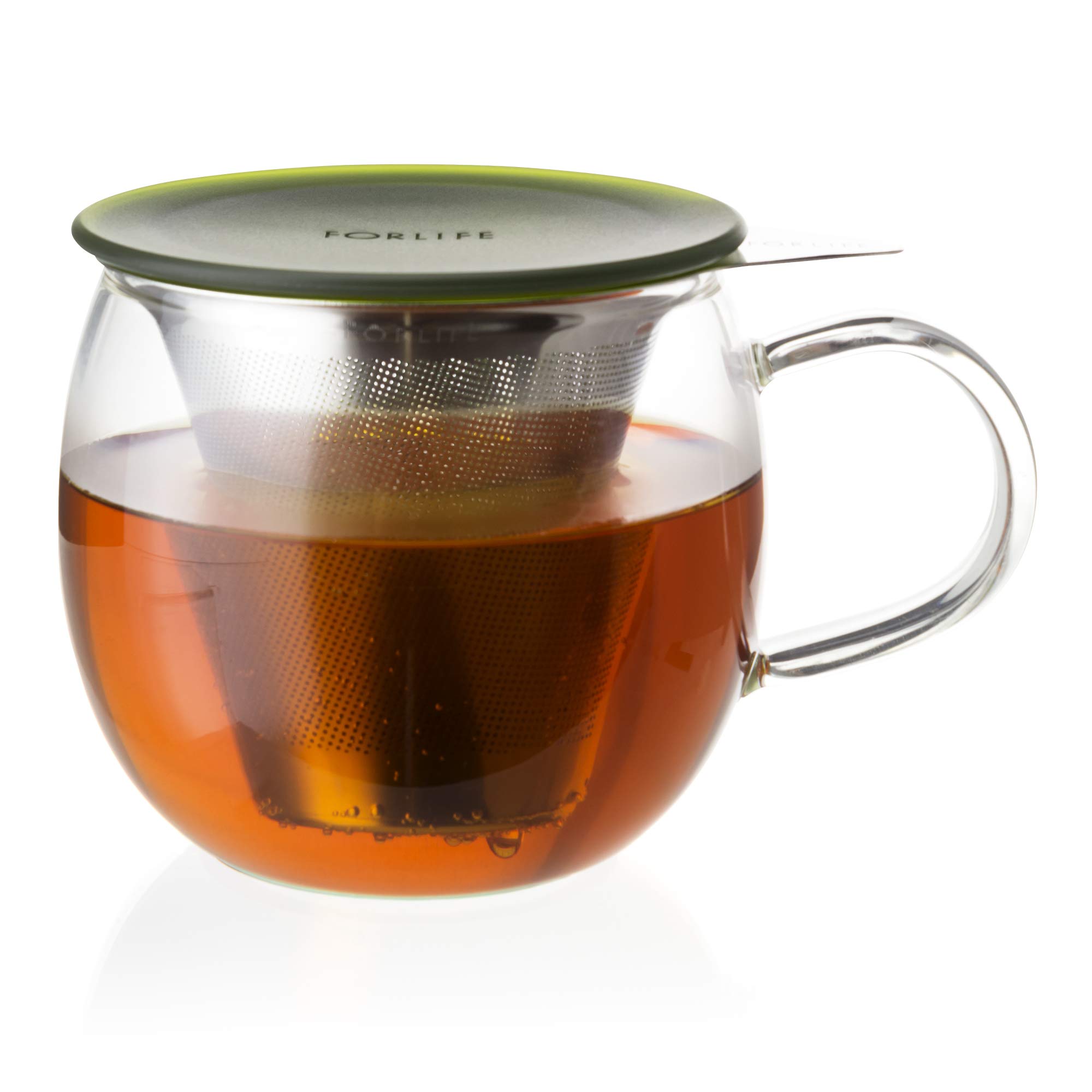 FORLIFE Lucidity Glass Tea Infuser Cup with Strainer - 12 oz (355ml) - Perfect for Brewing Green Tea, Herbal Tea & Loose Leaf Tea - Ideal for Home, Office & Tea Lovers