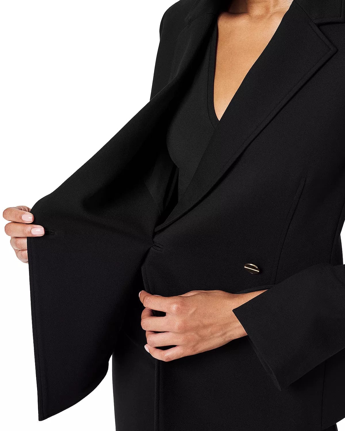 Stylish Black 2-Piece Women's Casual Suit Set with Notch Lapel (Blazer & Pants) - Perfect for Office, Business Meetings & Formal Events