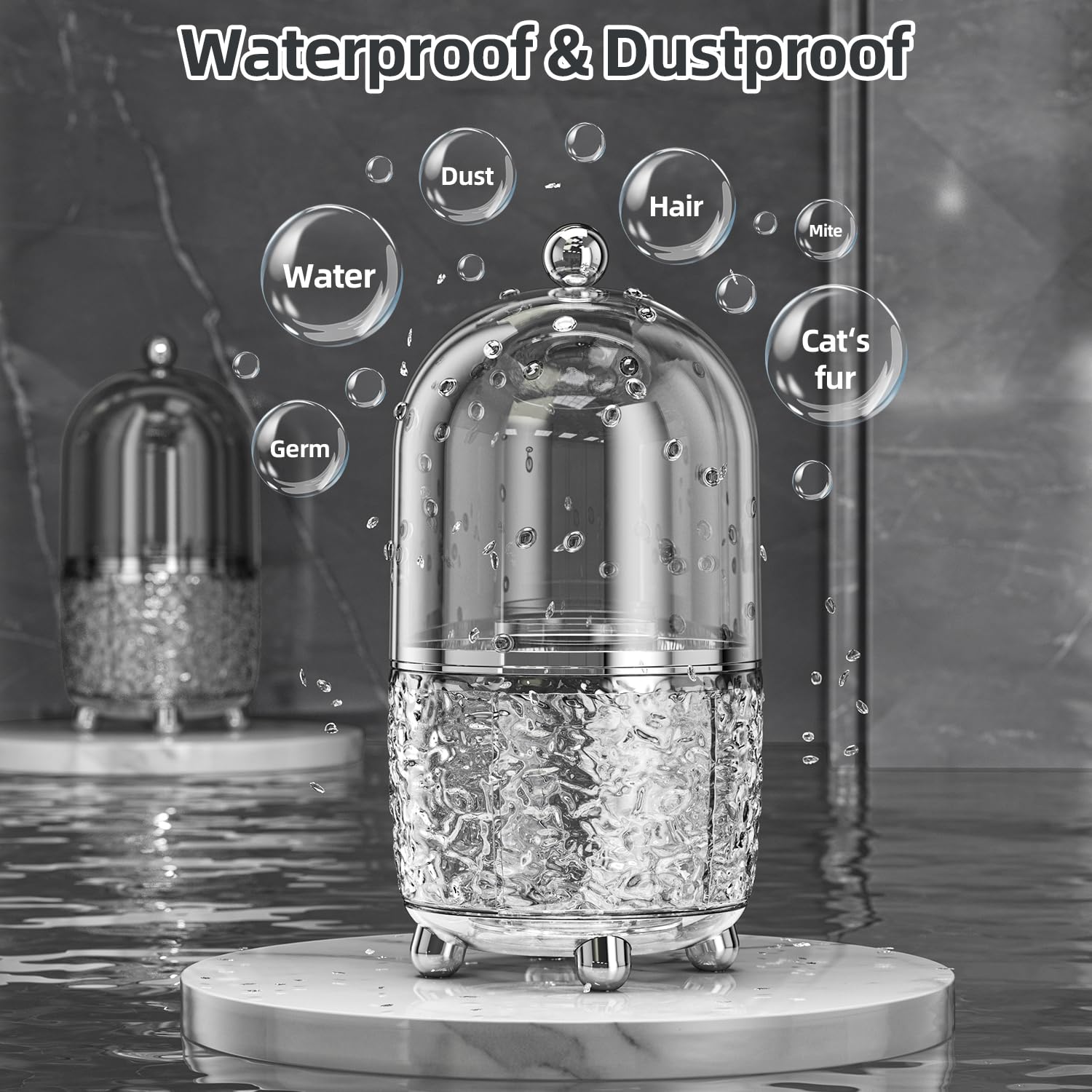 360° Rotating Makeup Brush Holder with Lid - Dustproof Cosmetic Organizer for Vanity | Clear Acrylic Makeup Brush Storage | Perfect Gift for Women, Girlfriend, Wife | Great for Home, Travel & Professional Makeup Artists