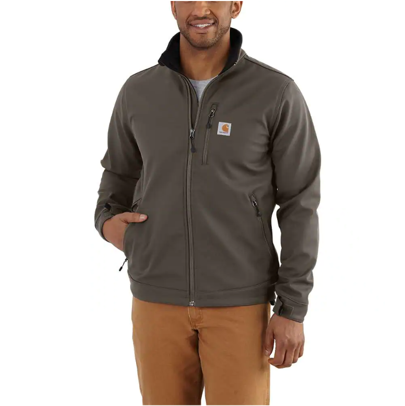 Carhartt RAIN DEFENDER® Heavyweight Softshell Jacket for Men - Waterproof Windproof Work Jacket with Fleece Lining - Ideal for Construction, Outdoor Work & Winter Activities
