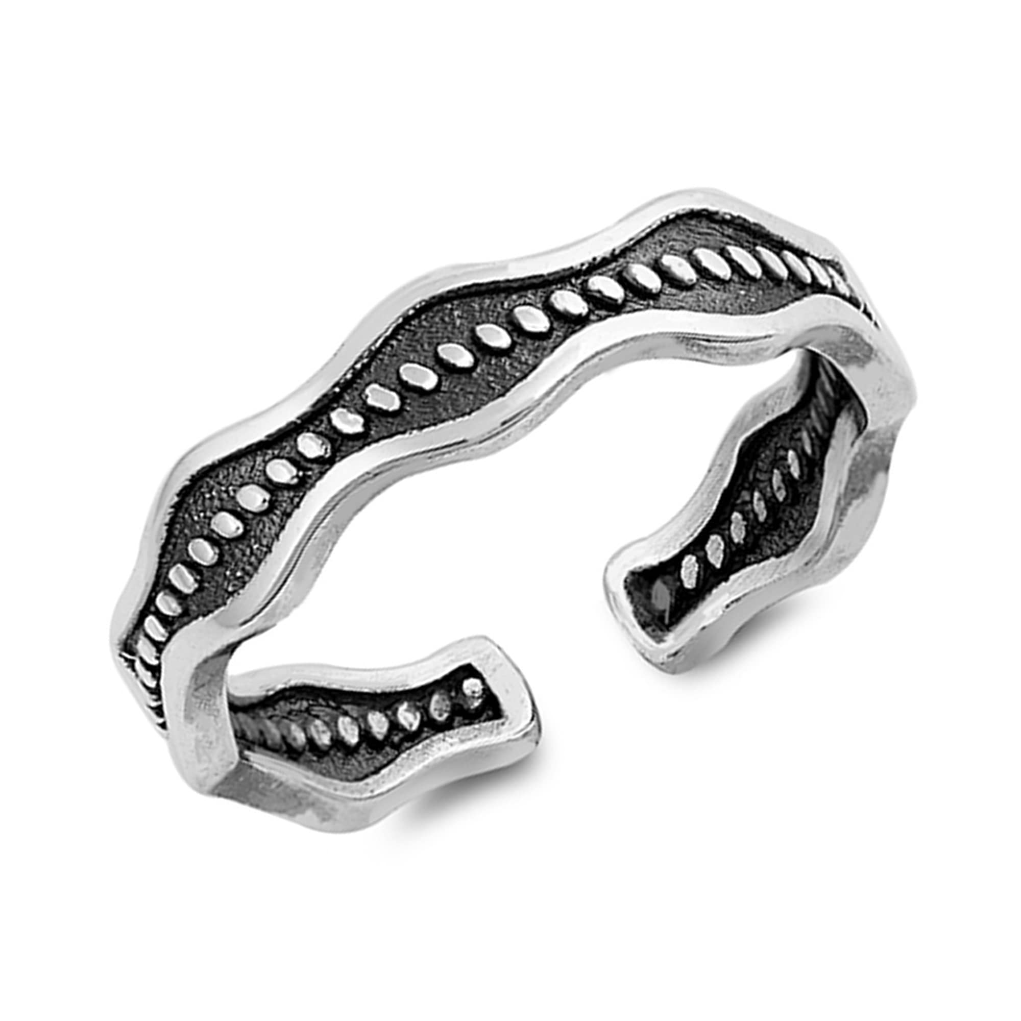 925 Sterling Silver Wavy Bali Adjustable Toe Rings for Women - Boho Beach Wedding Summer Jewelry - Perfect for Sandals, Flip Flops & Barefoot Occasions