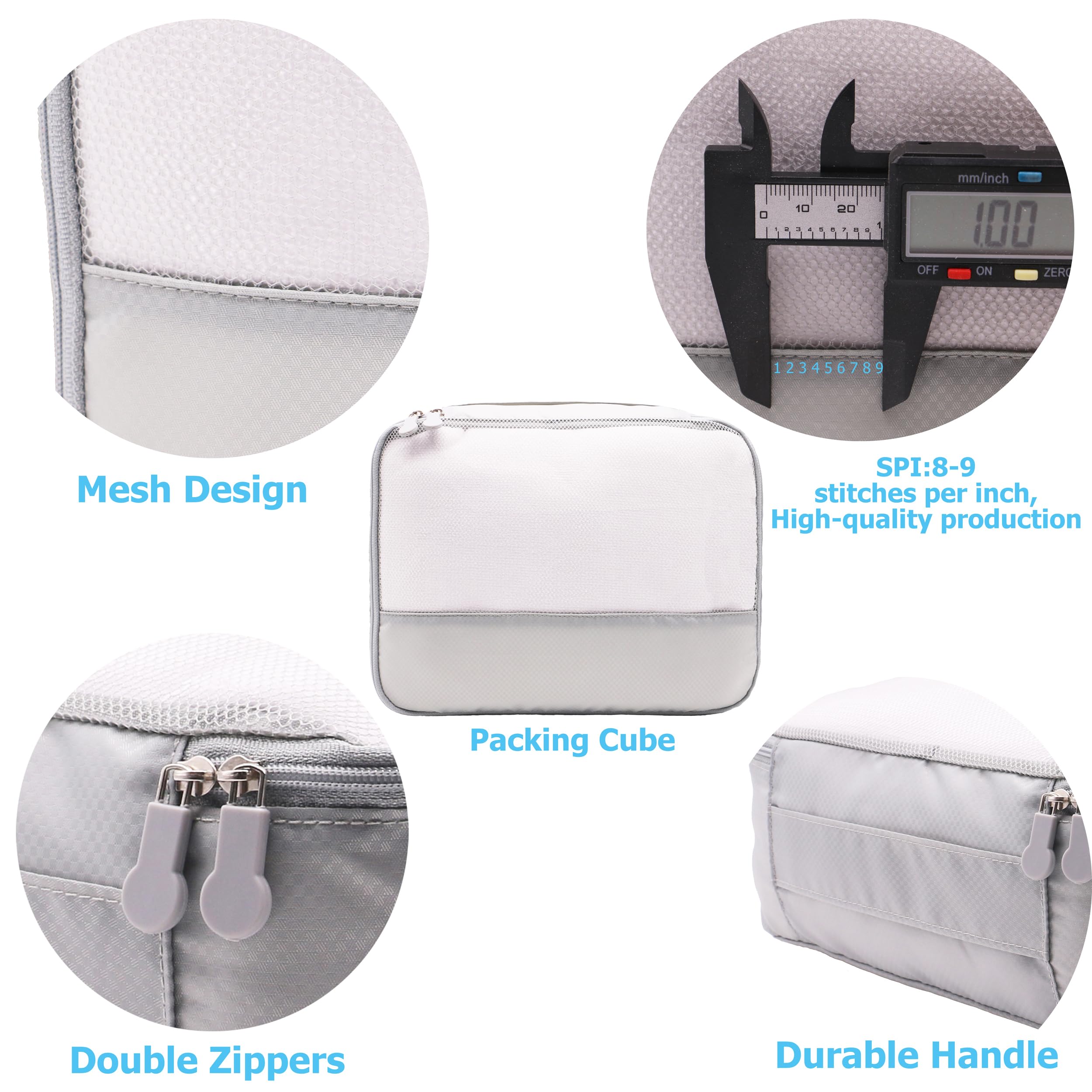 DoubleTrip 9-Piece Gray Travel Organizer Set - 4 Packing Cubes, Cosmetic Bag, Shoe Pouch, Electronics Case & Laundry Bag - Perfect for Luggage Organization & Travel Essentials | Ideal for Business Trips, Vacations & Weekend Getaways