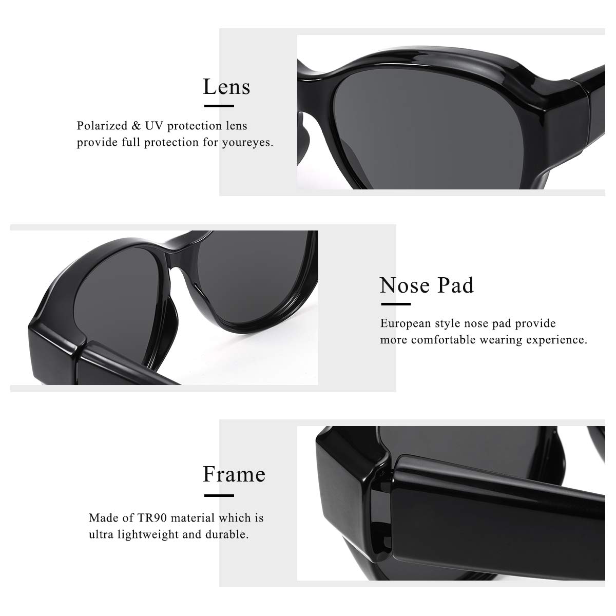 Oversized Fit Over Sunglasses for Women & Men - Polarized Lenses with 100% UV Protection - Perfect for Driving, Outdoor Sports & Daily Wear