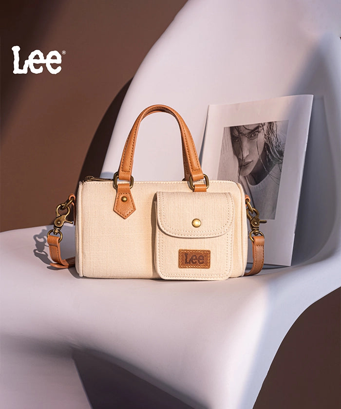LEE Denim Canvas Barrel Satchel Top Handle Crossbody Bag for Women - Stylish Shoulder Purse for Work, Travel & Everyday Use