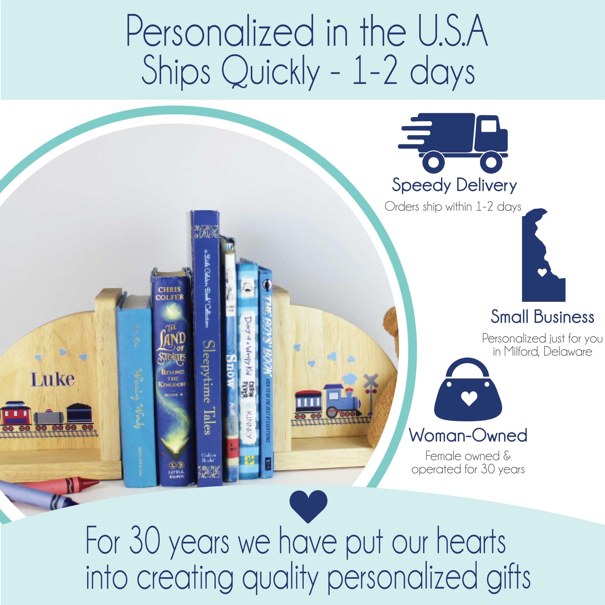 Personalized Police Car Wooden Bookends for Kids - Handmade Natural Wood Book Holders - Perfect for Children's Room, Office Desk & Bookshelf Decor