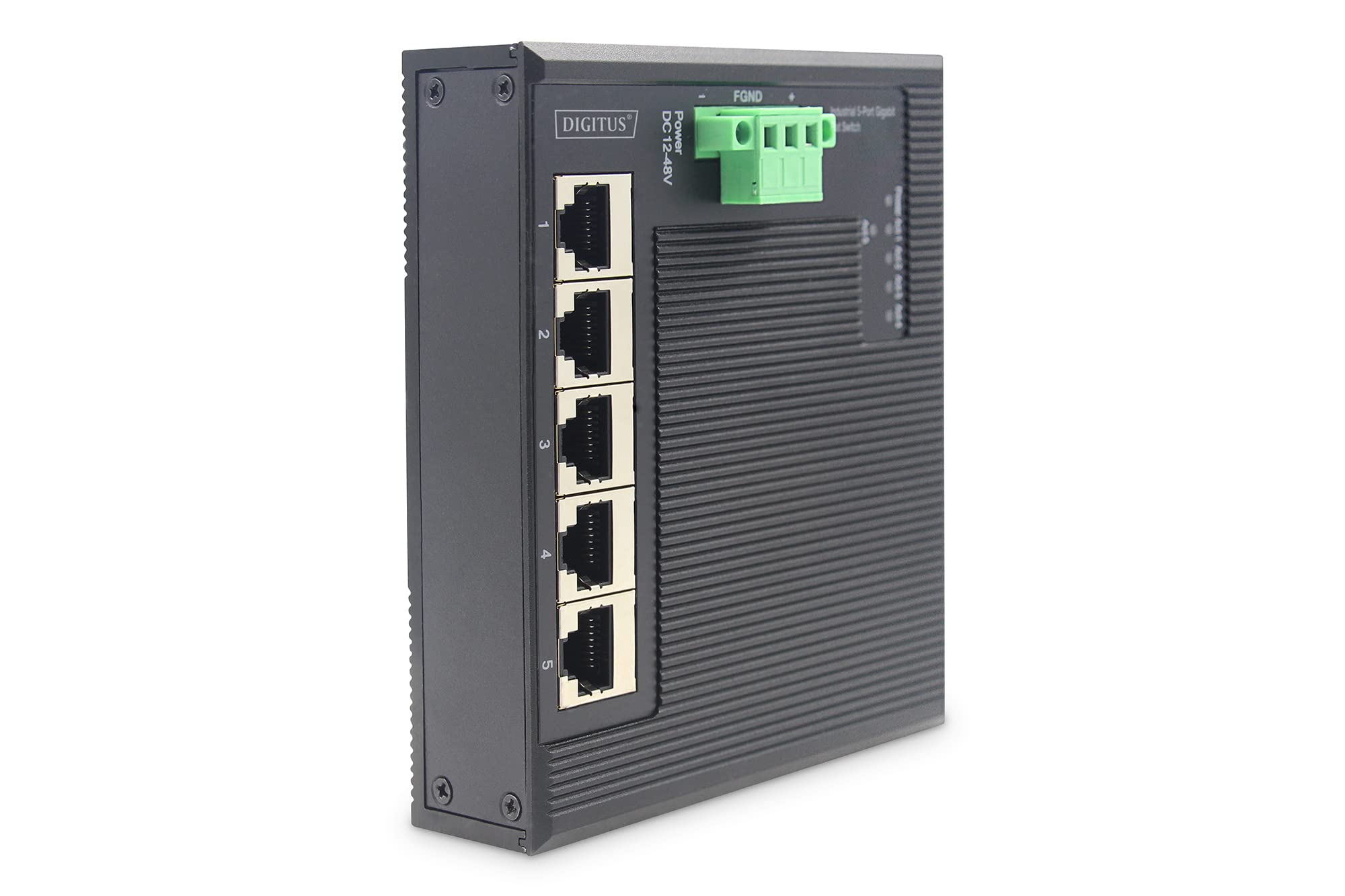 5-Port Industrial Gigabit Ethernet Switch - Rugged Flat Design for Harsh Environments | Ideal for Factory Automation, Surveillance Systems & Network Expansion