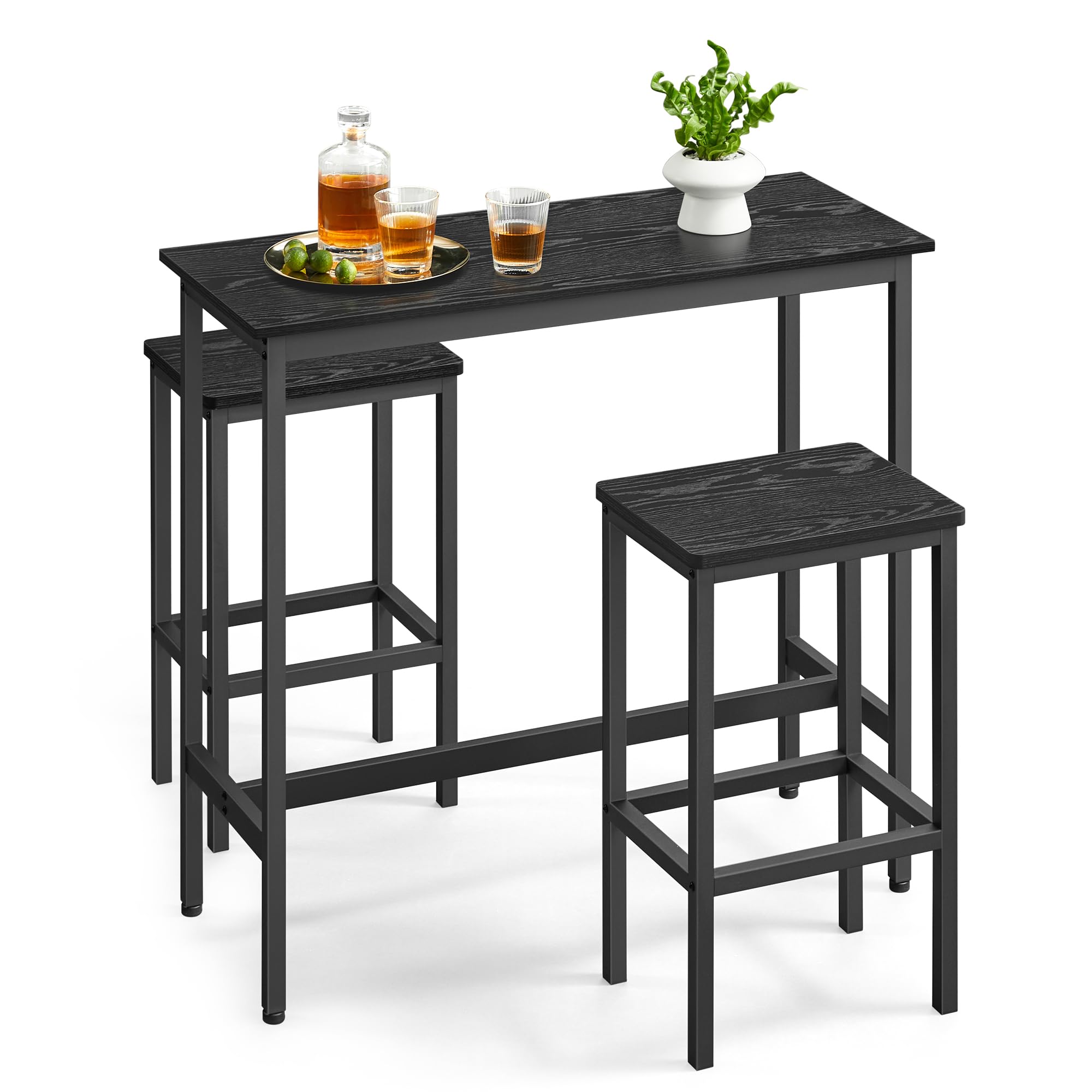 VASAGLE 2-Piece Industrial Bar Table and Stools Set, 39.4