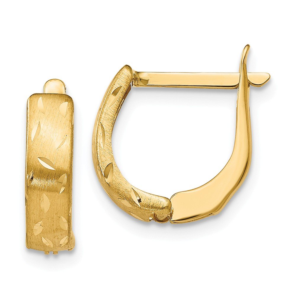 14K Yellow Gold Polished Brushed Double Clip Hoop Earrings for Women - Elegant Everyday Jewelry for Work, Date Night & Special Occasions