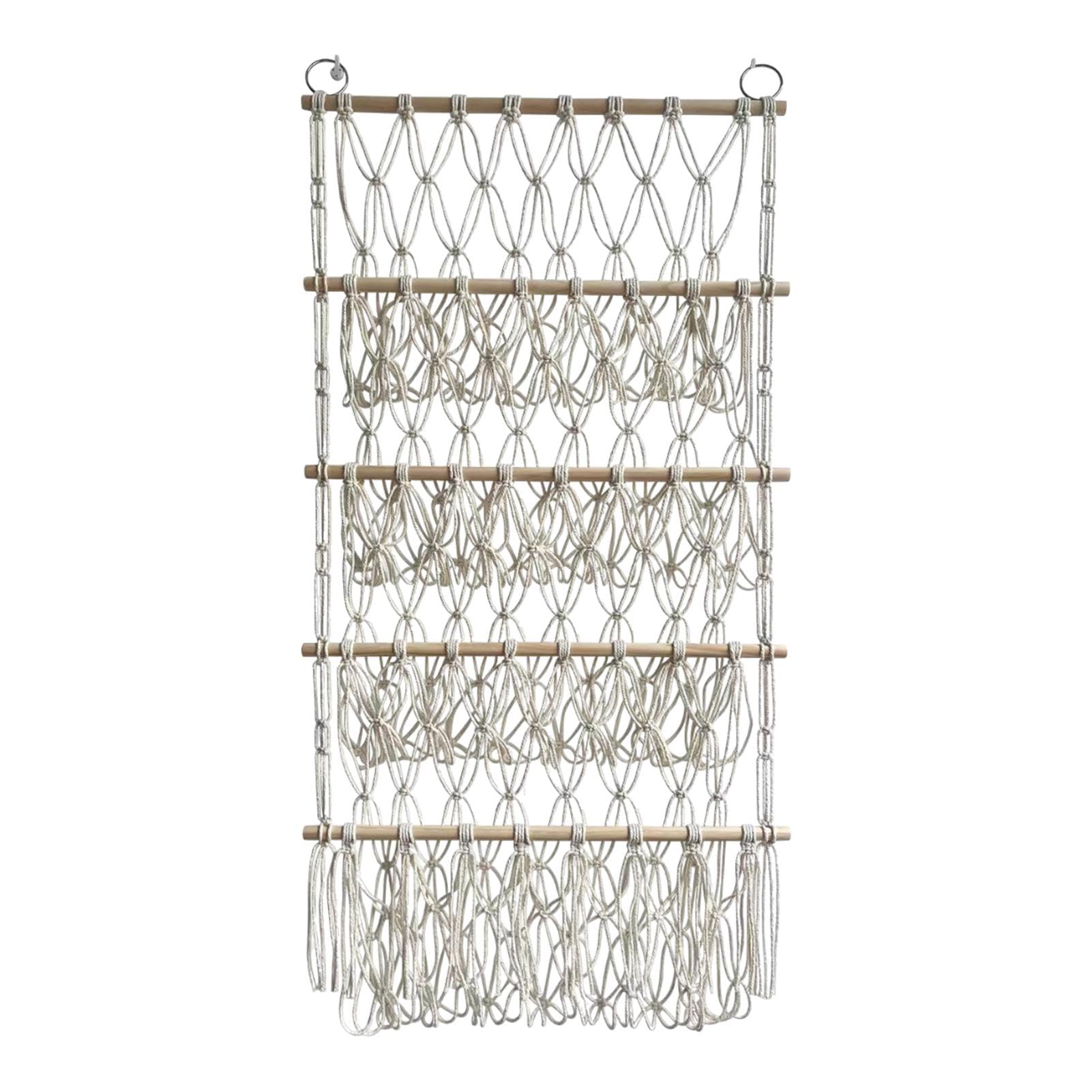 4-Layer Bohemian Wall Mounted Stuffed Animal Organizer - Adjustable Macrame Plush Toy Hammock for Nursery & Bedroom Decor | Perfect for Kids Room Storage and Boho Home Organization