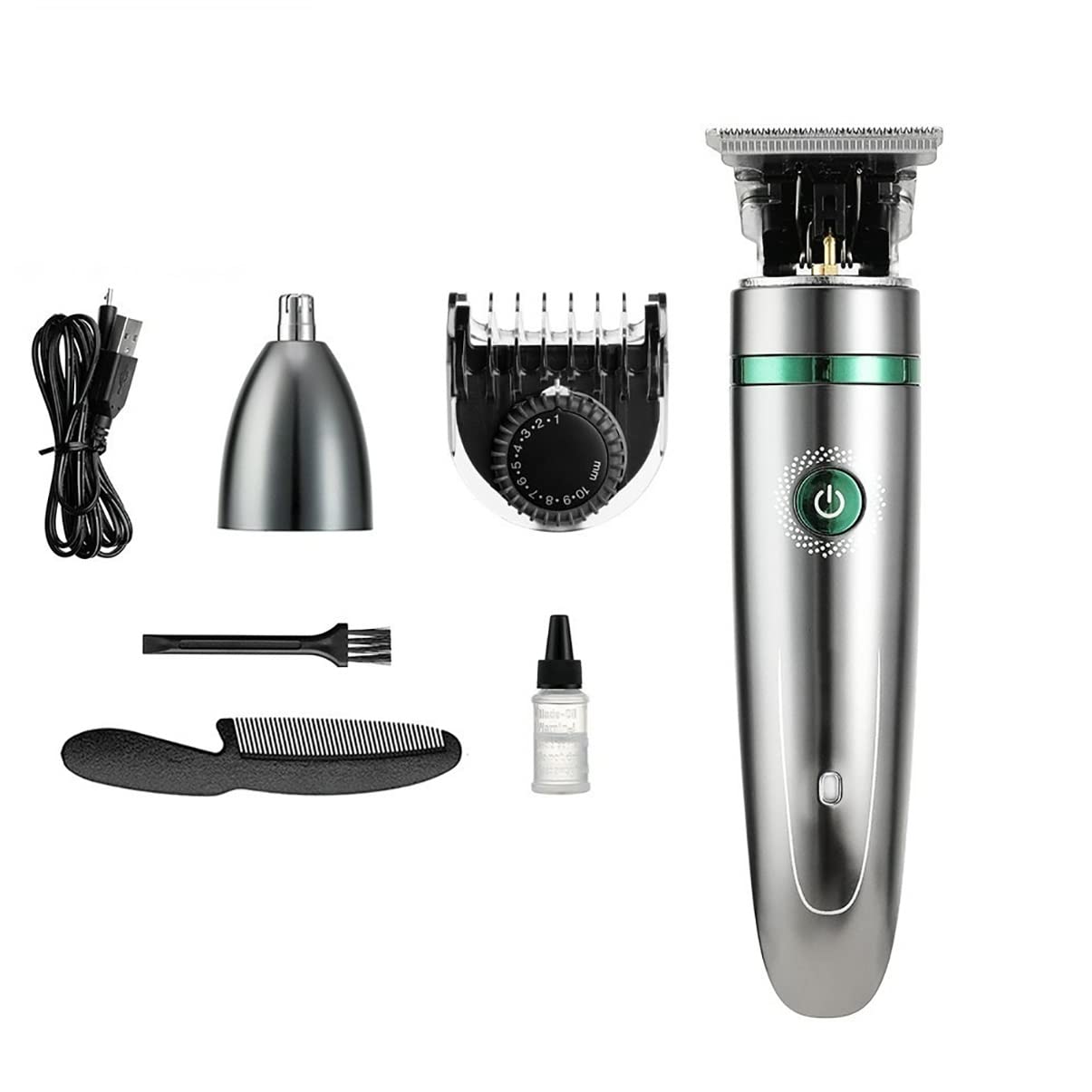 Professional 2-in-1 Electric Hair Clipper & Nose Trimmer for Men - USB Rechargeable Beard Shaver with Stainless Steel Washable Blades - Perfect for Home Grooming, Travel & Barber Use