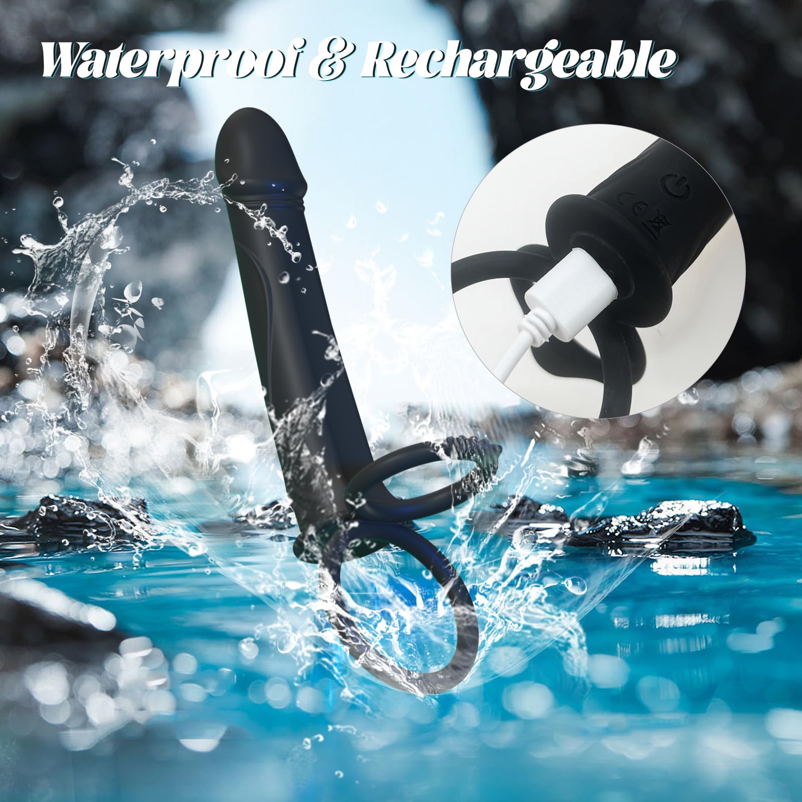 Vibrating Strap-On Dildo for Couples - Anal Sex Toy with 10 Vibration Modes, Cock Ring & Butt Plug - Double Ended Dildo for Men & Women - Perfect for Couples Play, Role Reversal & Spicing Up Your Sex Life