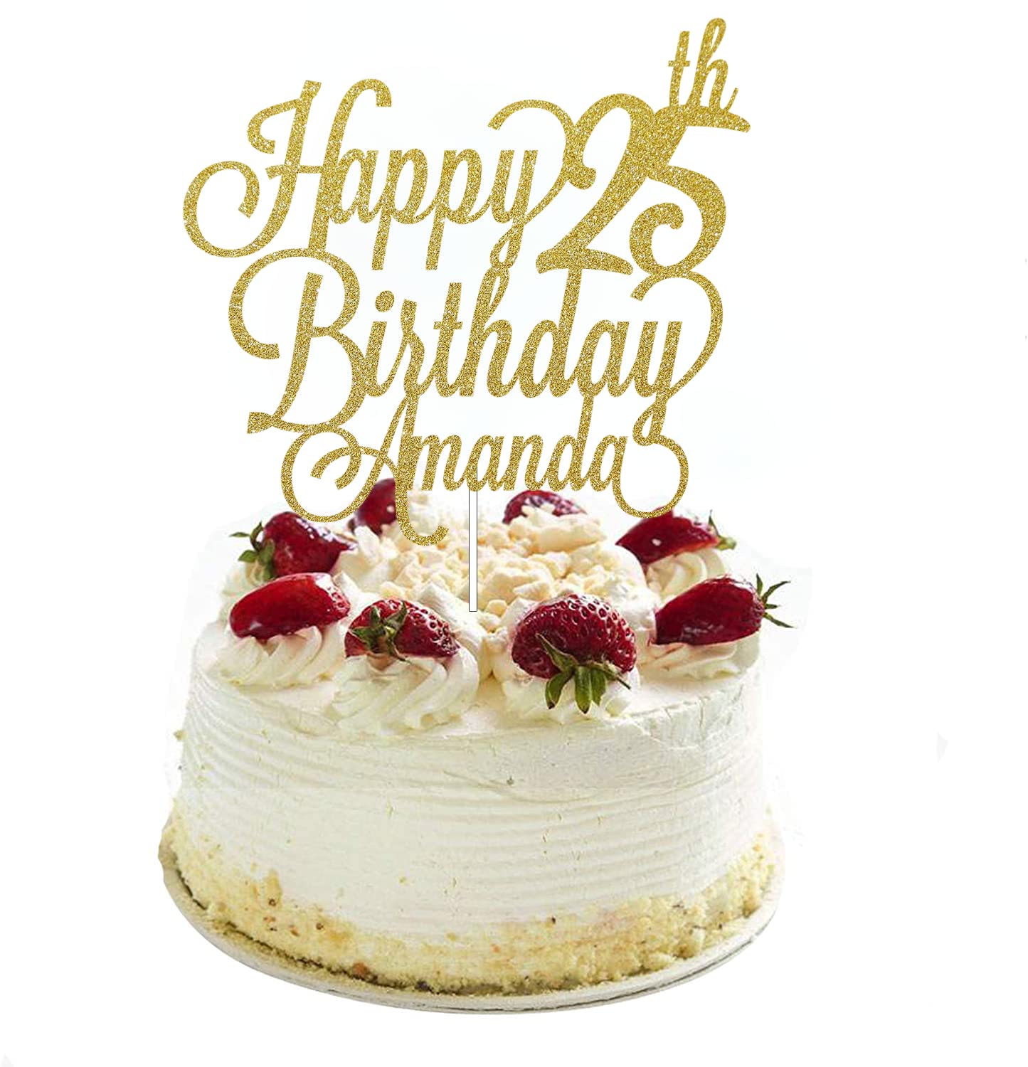 Custom Gold Birthday Cake Topper - Personalized with Name & Age for 1st, 10th, 13th, 16th, 18th, 21st, 30th, 40th, 50th, 60th, 70th, 80th Birthday Parties - Glitter Cake Decoration for Weddings, Anniversaries & Special Celebrations