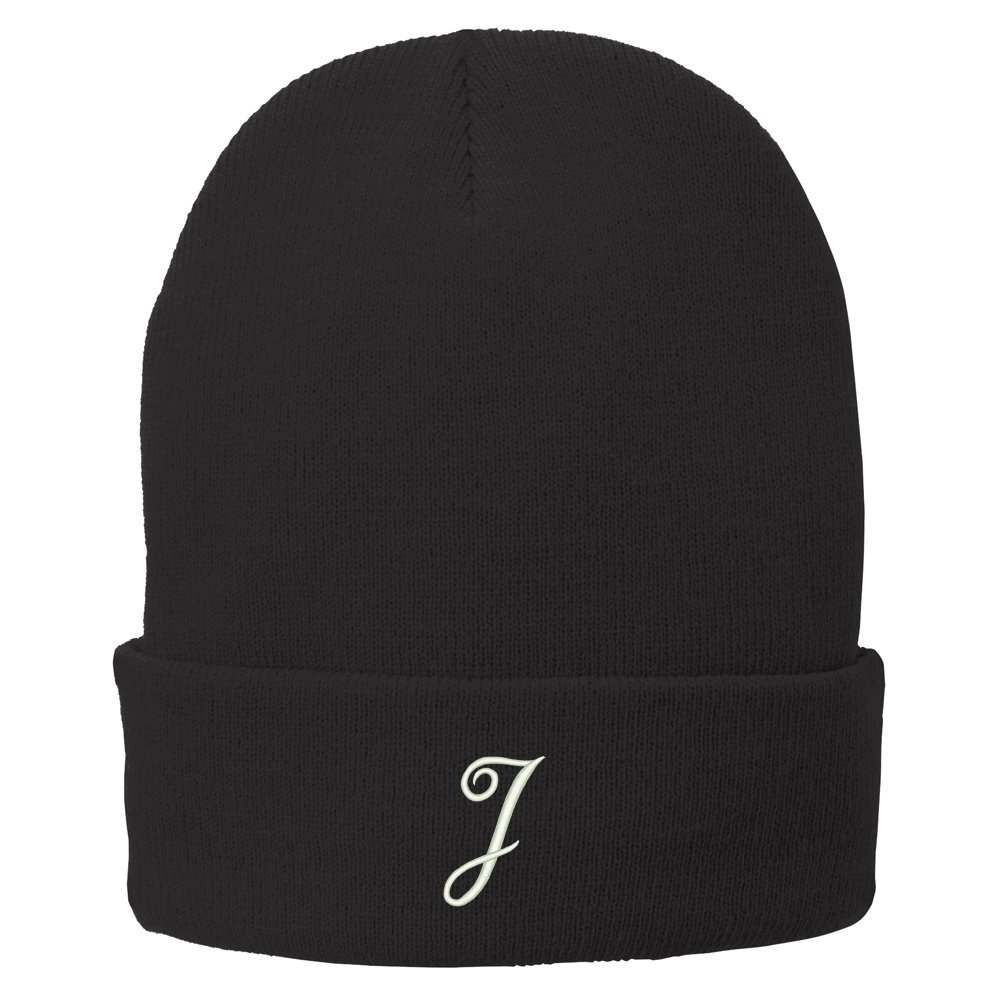 Trendy Letter J Embroidered Winter Knitted Beanie Hat for Men & Women - Warm Fleece Lined Skull Cap for Cold Weather, Outdoor Activities & Street Fashion