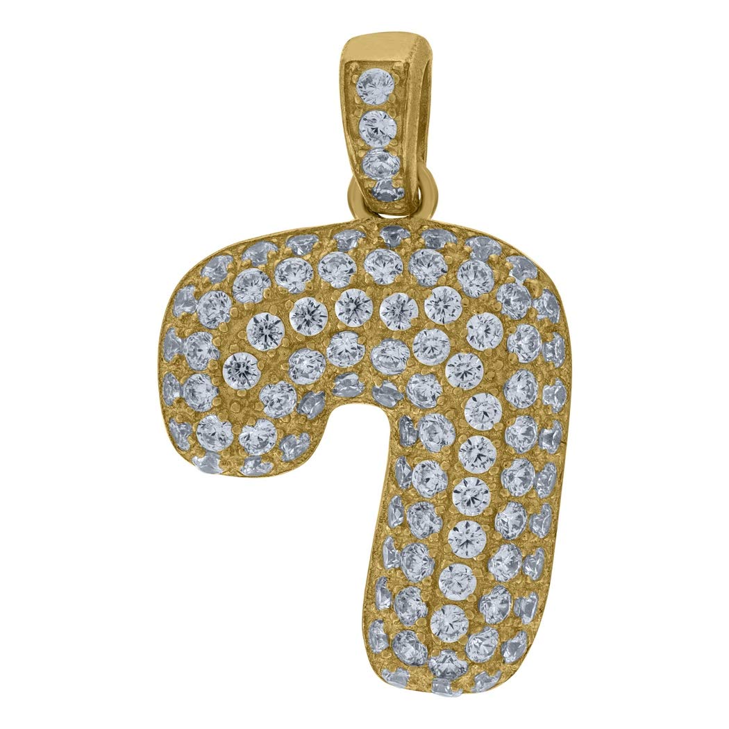 10K Yellow Gold Cubic Zirconia CZ Number 7 Charm Pendant Necklace for Men & Women - 22x13.80mm Sporty Jewelry Gift - Perfect for Game Day, Sports Events & Everyday Wear