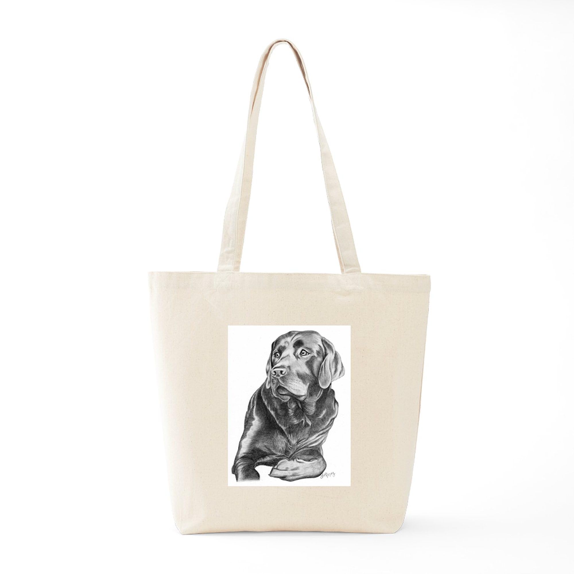 Black Lab Tote Bag - Natural Canvas Reusable Shopping Bag for Groceries, Beach & Everyday Use | Eco-Friendly Cotton Tote with Durable Handles