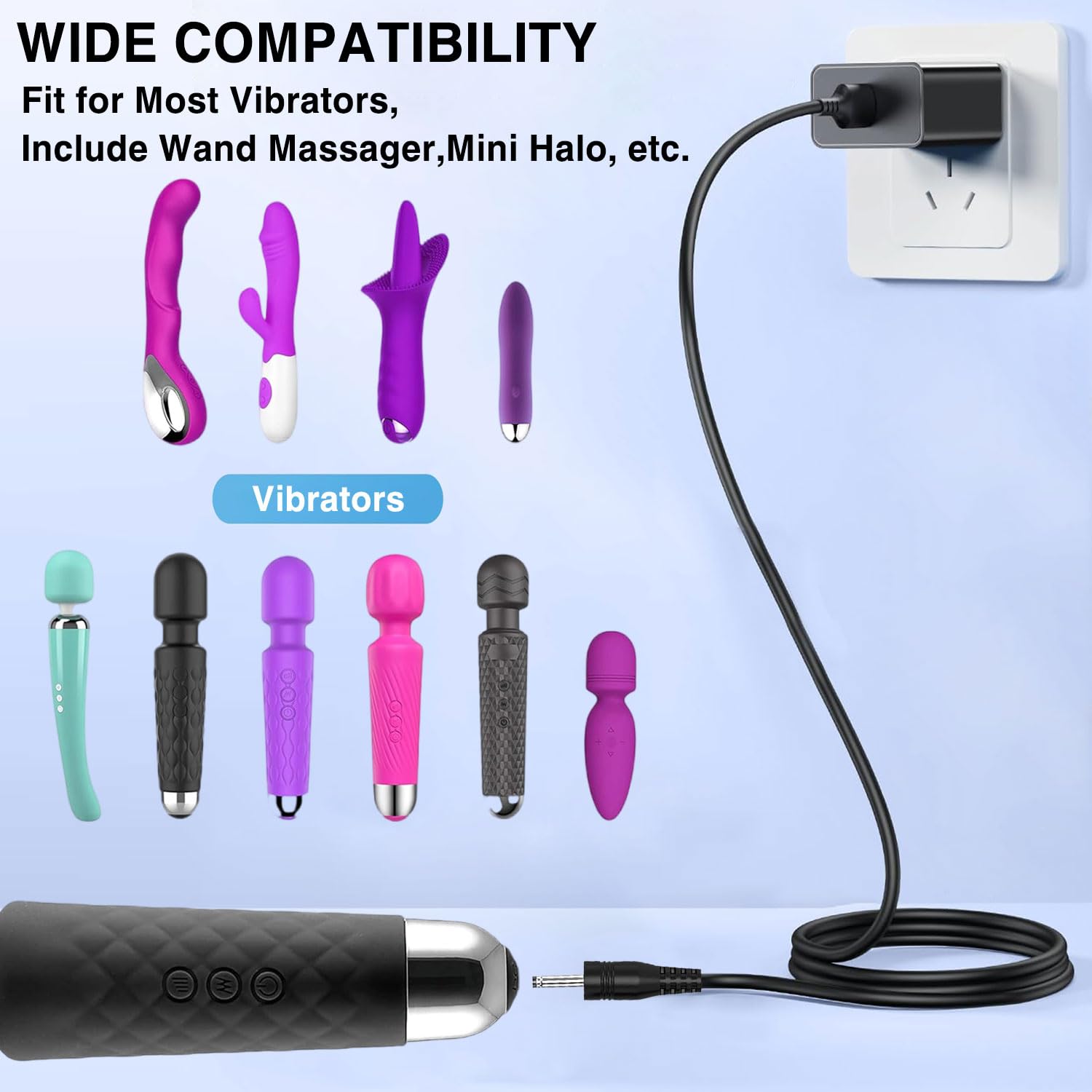 Magic Wand Charger Cord Replacement - 5V DC 2.5mm*0.7mm USB Charging Cable for Lovesense, Tracy's Dog & Other Wand Vibrators - Power Supply for Massage Devices - Perfect for Home Spa, Relaxation & Personal Wellness Sessions