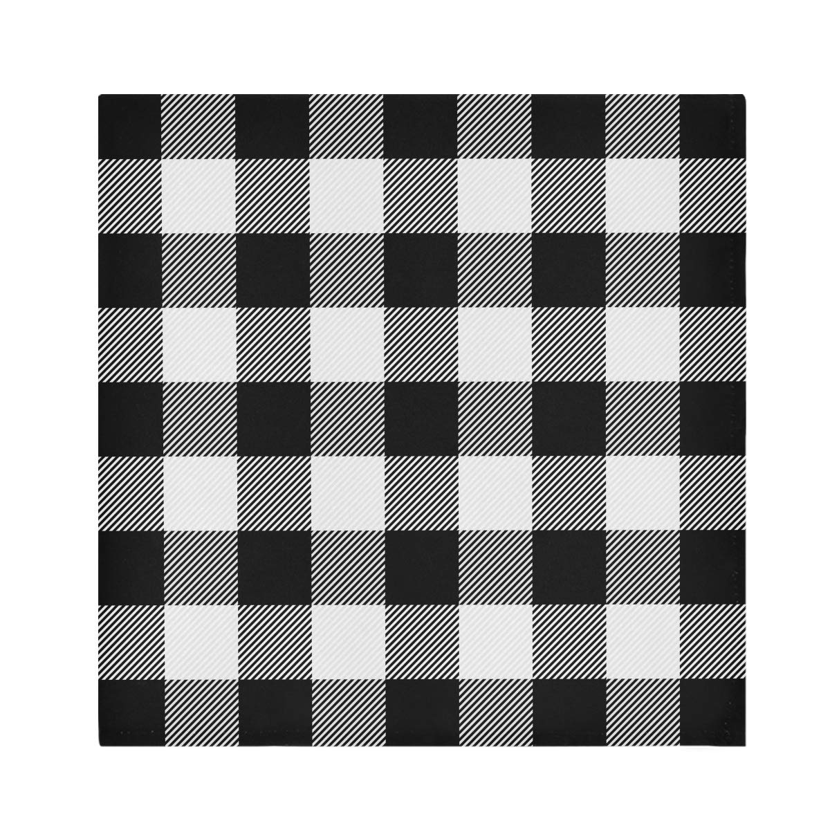 Premium White & Black Buffalo Plaid Cloth Napkins - Set of 4 Soft Washable Reusable Polyester Dinner Napkins (20x20 Inch) for Weddings, Parties, Restaurants & Everyday Dining