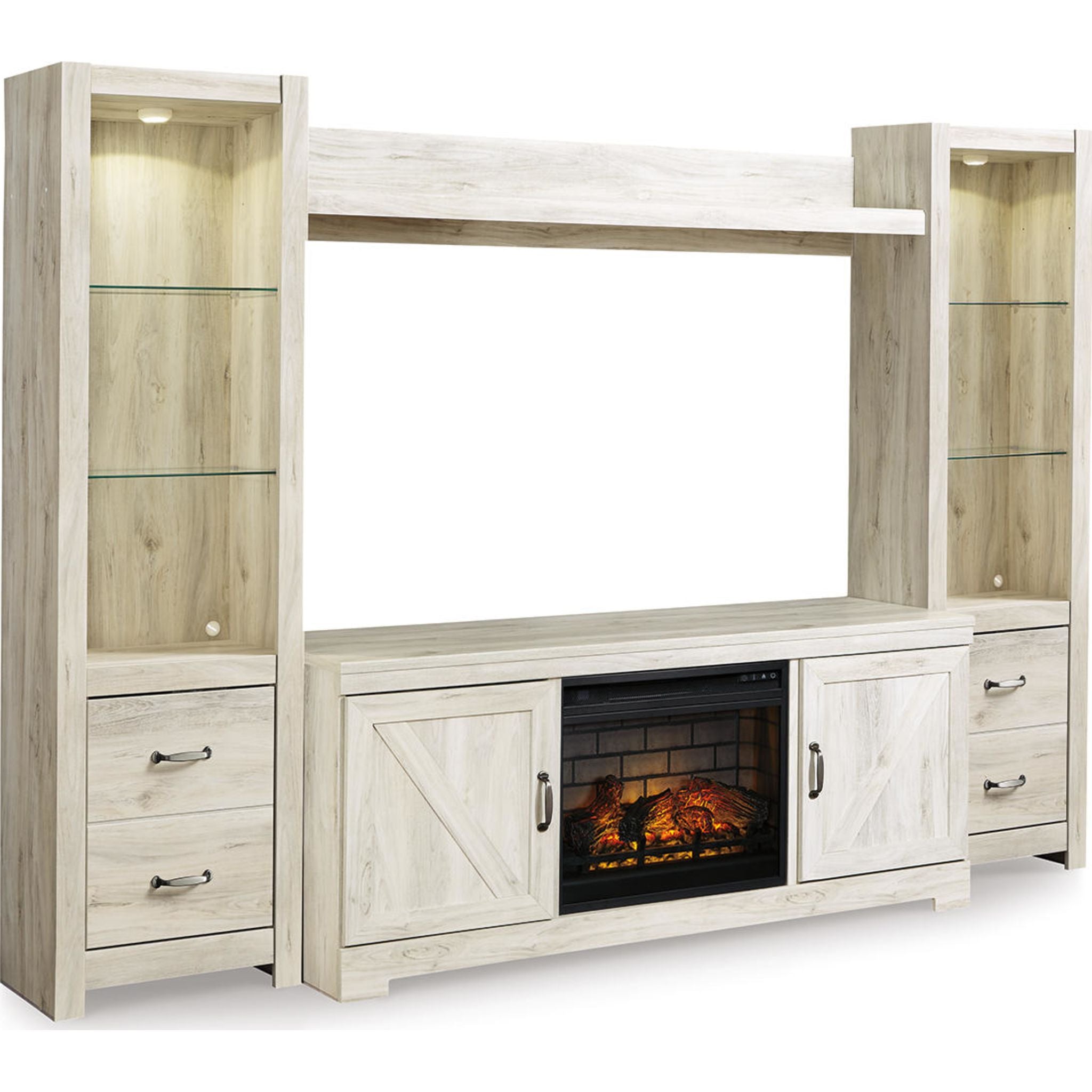Bellaby 5-Piece Entertainment Unit TV Stand Set - Modern Whitewash Finish for Living Room, Home Theater & Media Storage