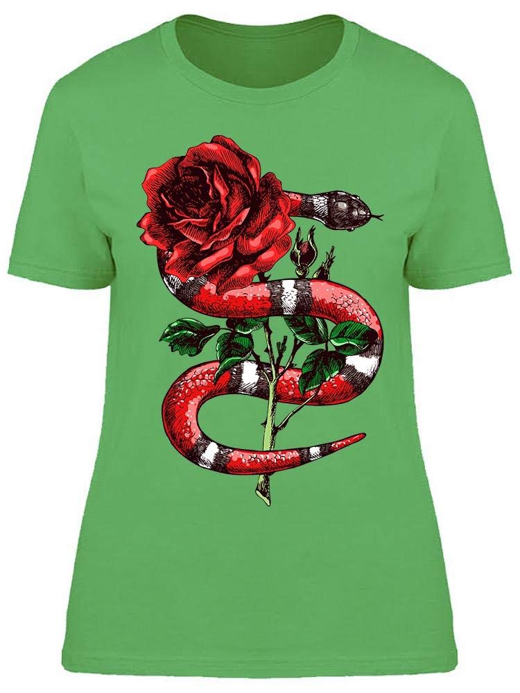 Smartprints Snake with Rose Graphic T-Shirt for Women - Stylish Casual Tee for Everyday Wear, Outings & Street Fashion