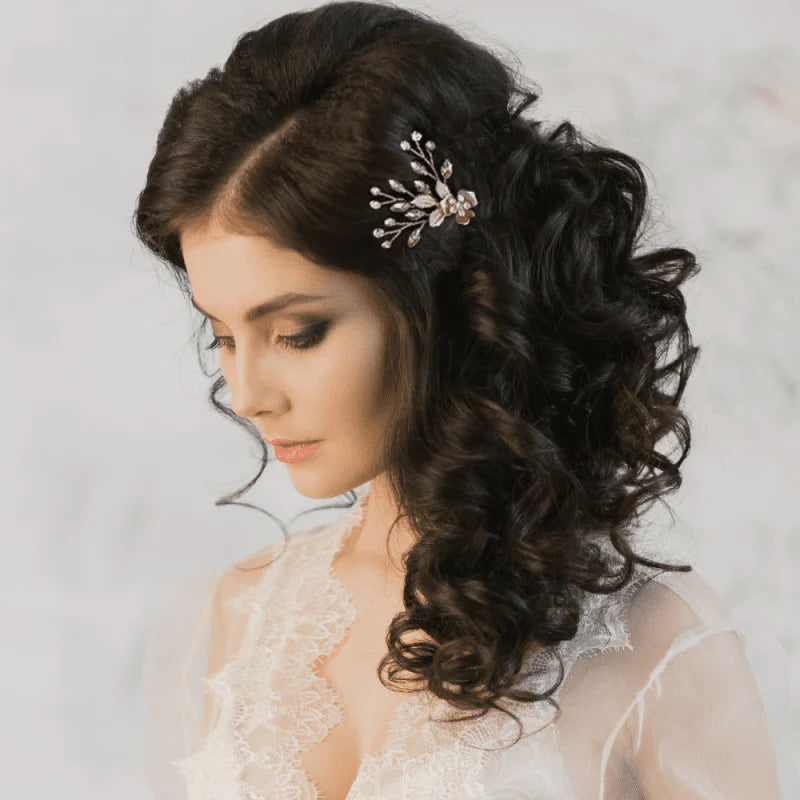 Rose Gold Bridal Hair Pins with Crystals - Wedding Hair Accessories for Brides, Bridesmaids & Prom - Elegant Crystal Hair Clips for Women & Girls (Style 7695) - Perfect for Weddings, Parties & Special Occasions