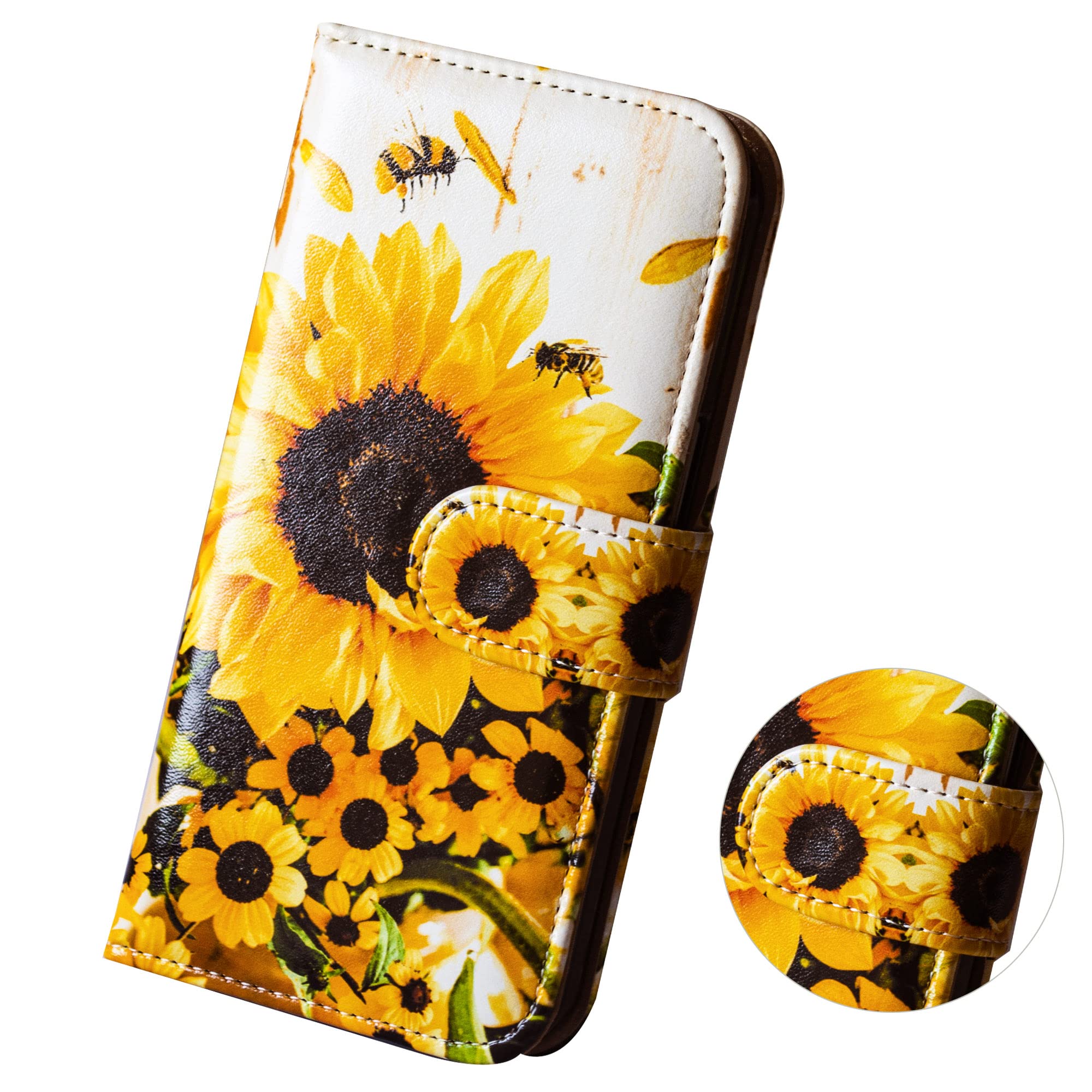 **Sunflower Bee Flip Wallet Case for Moto G Stylus 5G 2022 – Card Slot Holder & Kickstand – Perfect for Work, Travel, and Everyday Protection**