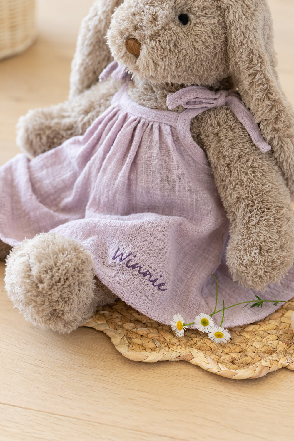 Personalized Mrs Honey Bunny Plush Toy - Soft Lilac Bunny Stuffed Animal for Kids, Easter Gift, Nursery Decor & Cuddling Companion