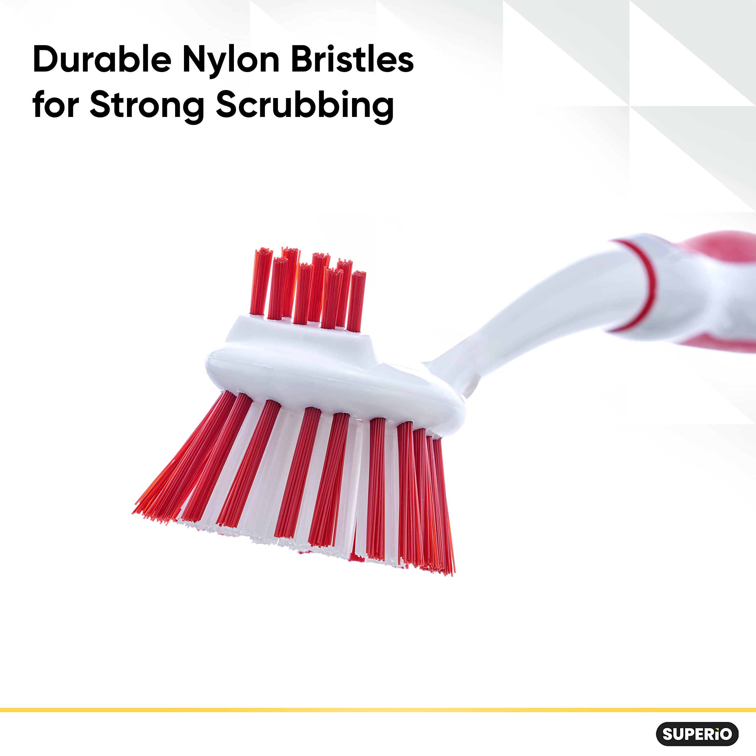 Premium Long Handle Fruit & Vegetable Scrub Brush - Dual Sided Dish Cleaning Brush for Kitchen, Non-Scratch Scrubber for Potatoes, Carrots, Apples - Perfect for Sinks, Bathtubs & Shower Cleaning (2 Pack, Red)