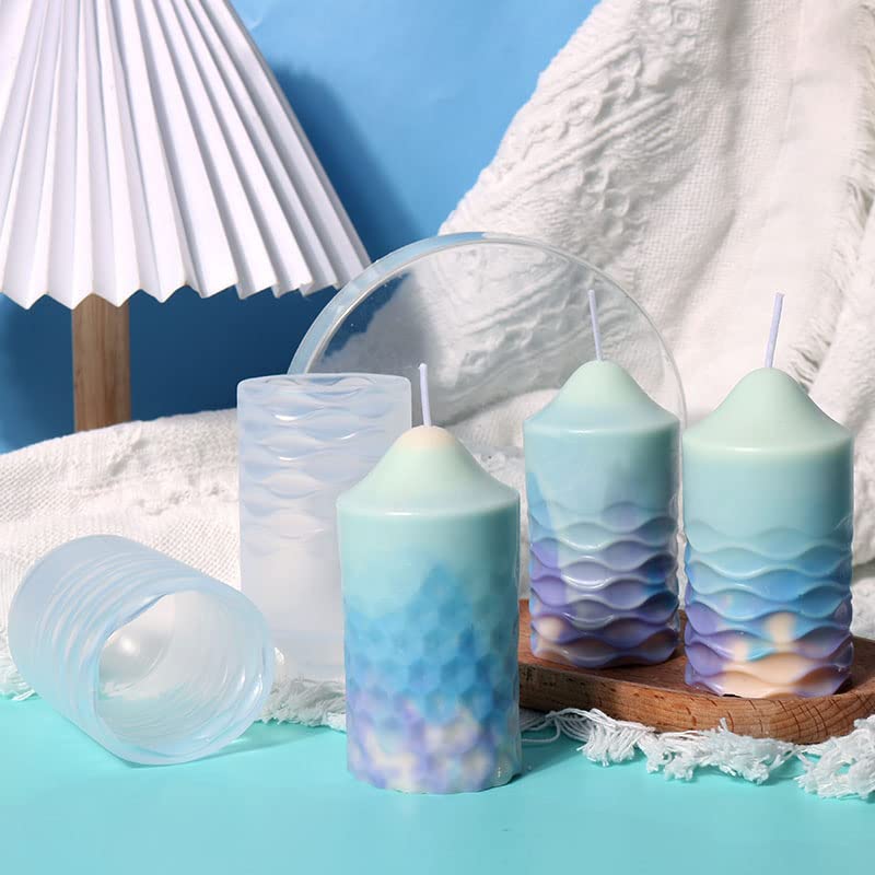 Premium Silicone Cylinder Candle Molds for DIY Candle Making - Easy Release Pillar Candle Molds with Intricate Details for Aromatherapy Candles, Wax, Soap & Polymer Clay - Perfect for Home Decor, Gifts & Relaxation Therapy
