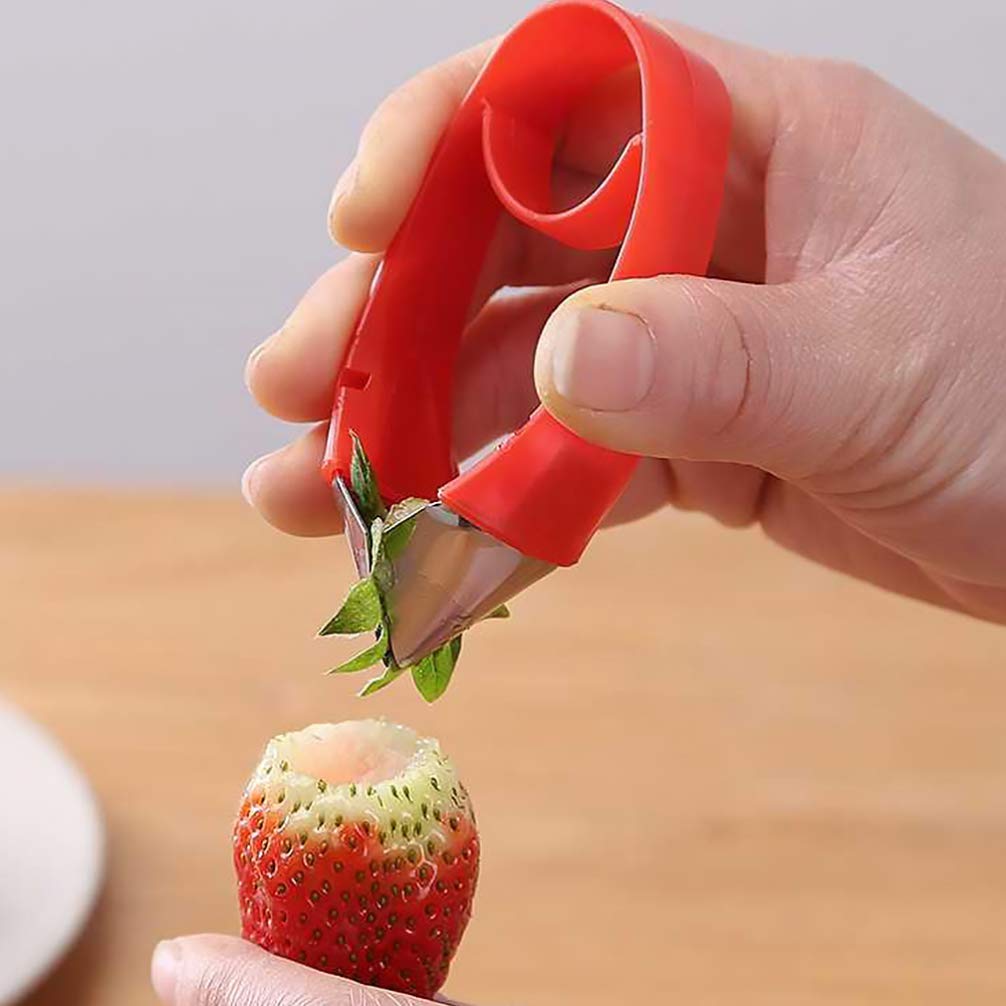 DOITOOL 2-Pack Stainless Steel Potato Peeler & Strawberry Huller - Kitchen Tool for Peeling Potatoes, Coring Fruits, Removing Stems - Lightweight & Durable for Cooking, Baking, Salad Prep (Red)
