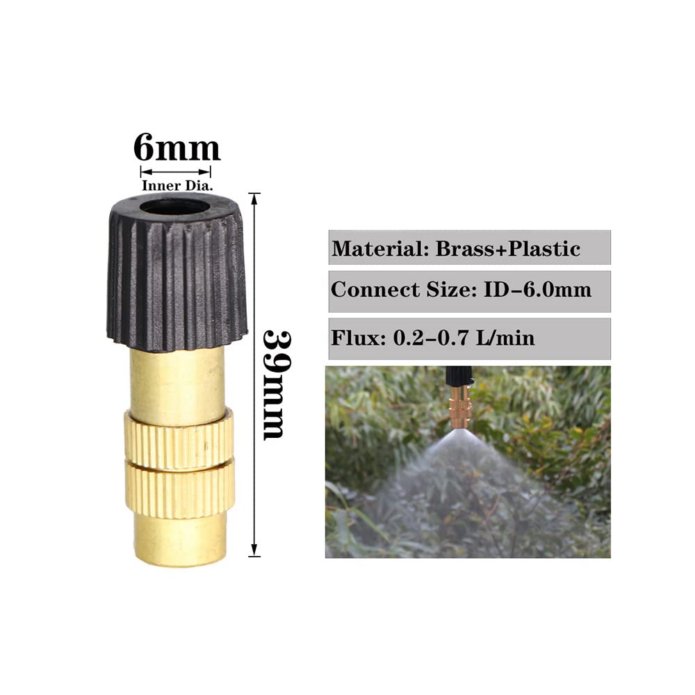 200PCS Adjustable Brass Mist Nozzle for Garden Irrigation - High Pressure Sprinkler Head with Quick Connect for Efficient Watering System | Perfect for Lawn, Greenhouse & Drip Irrigation