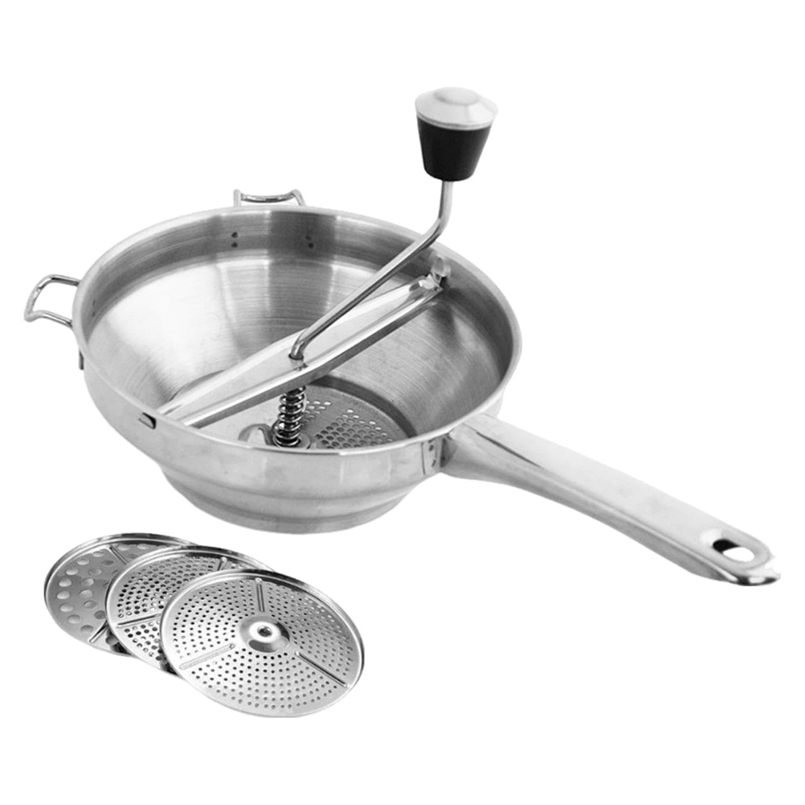 Premium Stainless Steel Food Mill with 3 Interchangeable Discs - Manual Hand Crank for Tomato Sauce, Apple Puree, Mashed Potatoes, Jams & Baby Food - Perfect for Home Canning, Cooking & Meal Prep