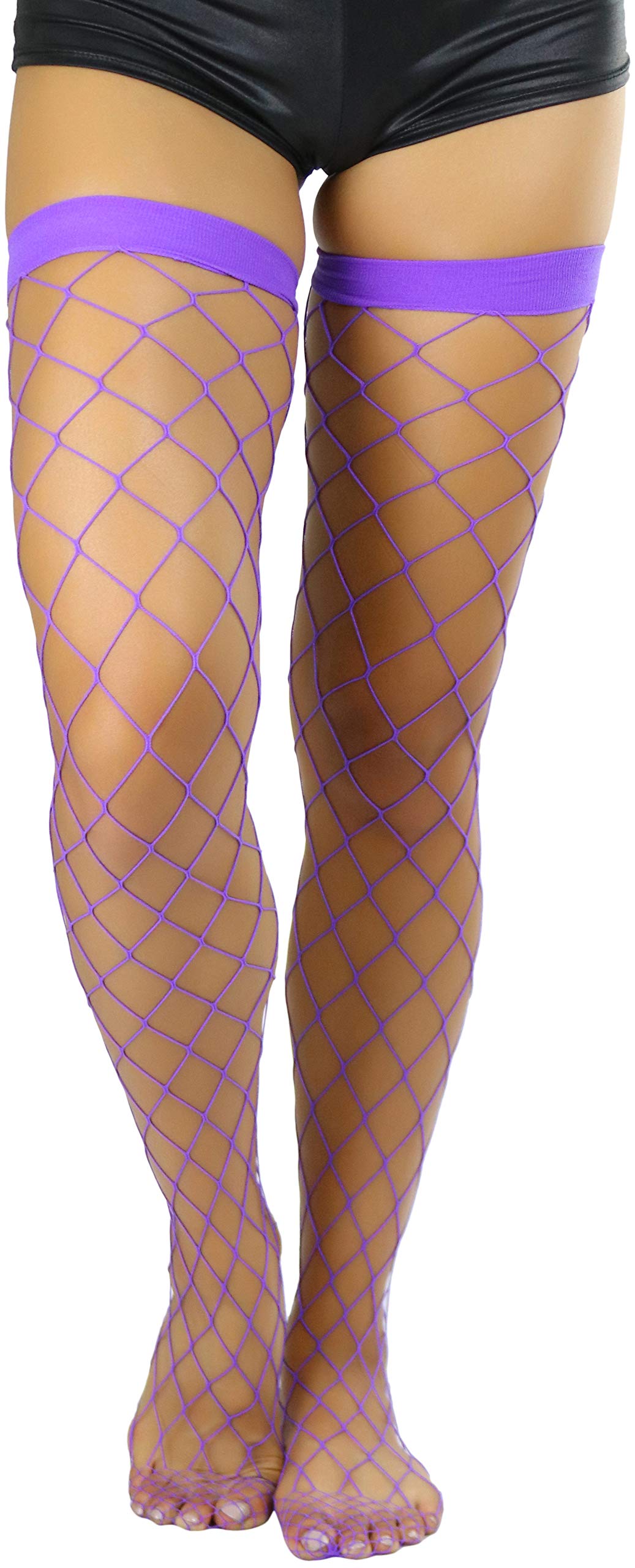 ToBeInStyle Women’s Bright & Vibrant Fishnet Thigh High Stockings - Sexy Sheer Tights for Party, Cosplay & Night Out