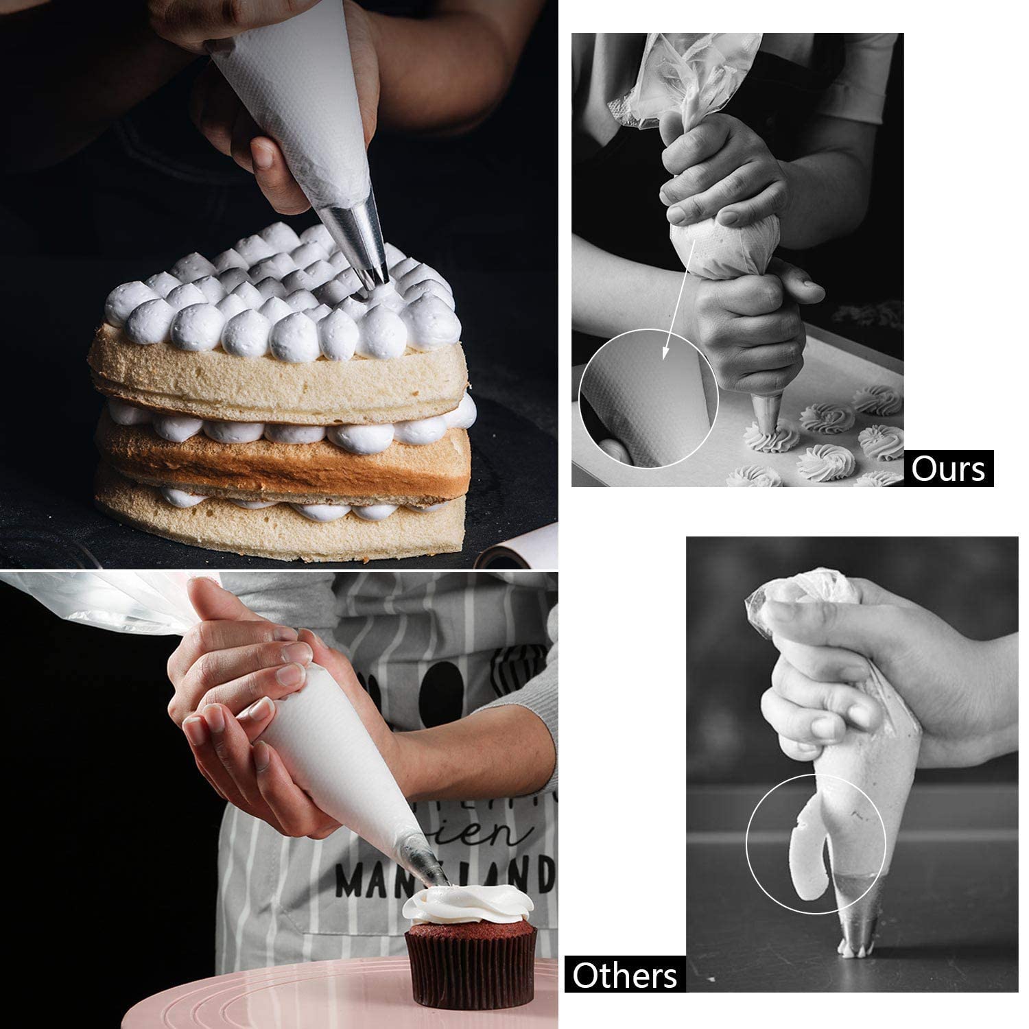 400 Pcs 12-Inch Disposable Piping Bags - Anti-Burst Pastry Bags for Cake Decorating, Cupcake Frosting & Cookie Icing - Tipless Icing Bags for Professional Baking & Home Dessert Making