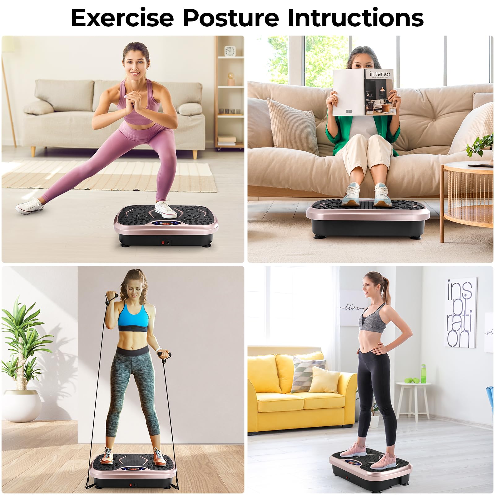 Arlopu 3D Vibration Plate Exercise Machine - Whole Body Workout Equipment for Weight Loss & Lymphatic Drainage | Home Gym Fitness Platform with Resistance Bands | Perfect for Home Workouts, Muscle Recovery & Cellulite Reduction
