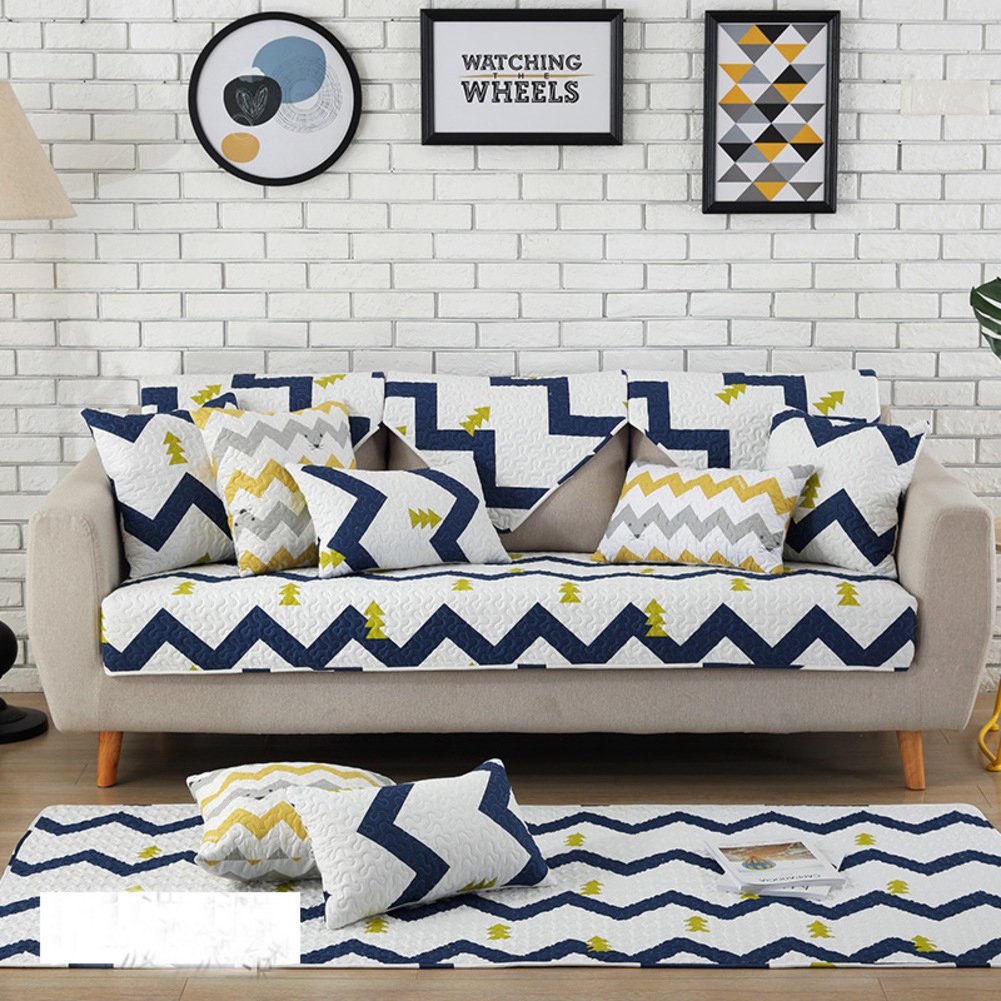 Quilted Sofa Cover Protector - All Season Fresh Cotton Slipcover for Sectional Sofa - Anti-Slip Throw Cover Pad (43x83 inches/110x210cm) - Perfect for Living Room Furniture Protection & Home Decor