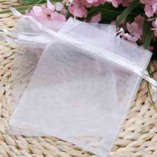 100 Pcs White Drawstring Organza Jewelry Pouch Bags - 5x7 Inches Small Gift Bags for Wedding Favors, Party Gifts, Jewelry Storage & Travel Organizer - Perfect for Bridal Showers, Baby Showers and Special Events