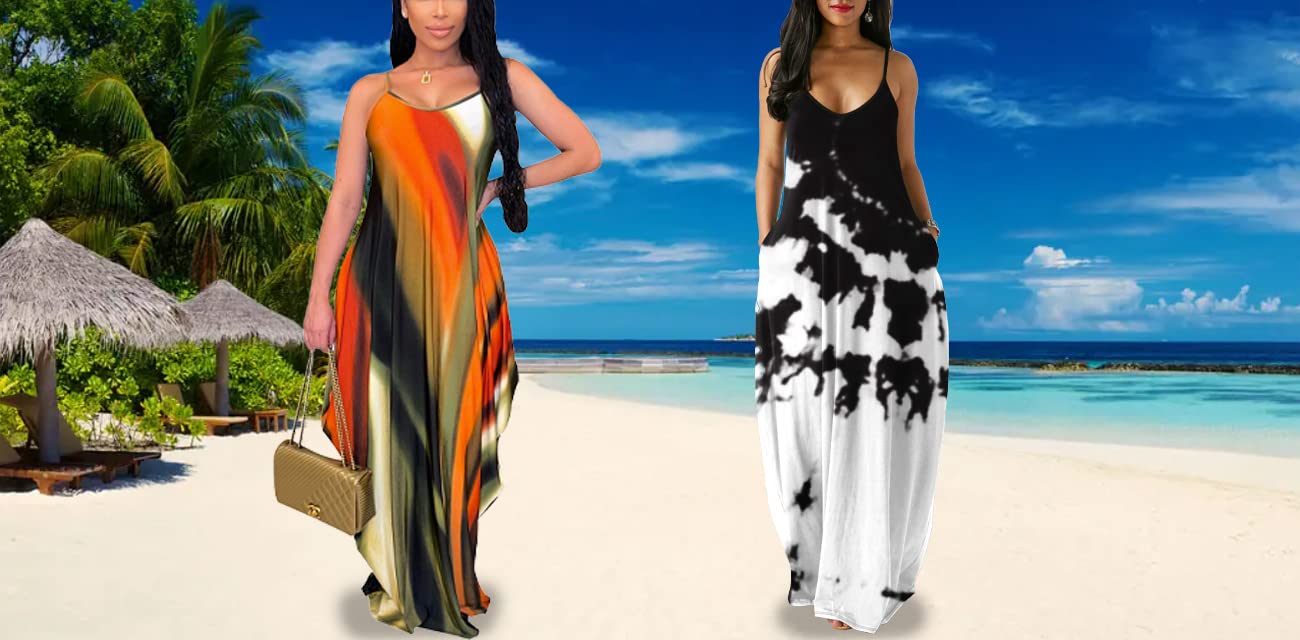 BessCops Women's Plus Size Summer Maxi Dress 2025 - Sleeveless Loose Long Sundress with Pockets | Casual Sexy Fashion for Beach, Vacation & Everyday Wear