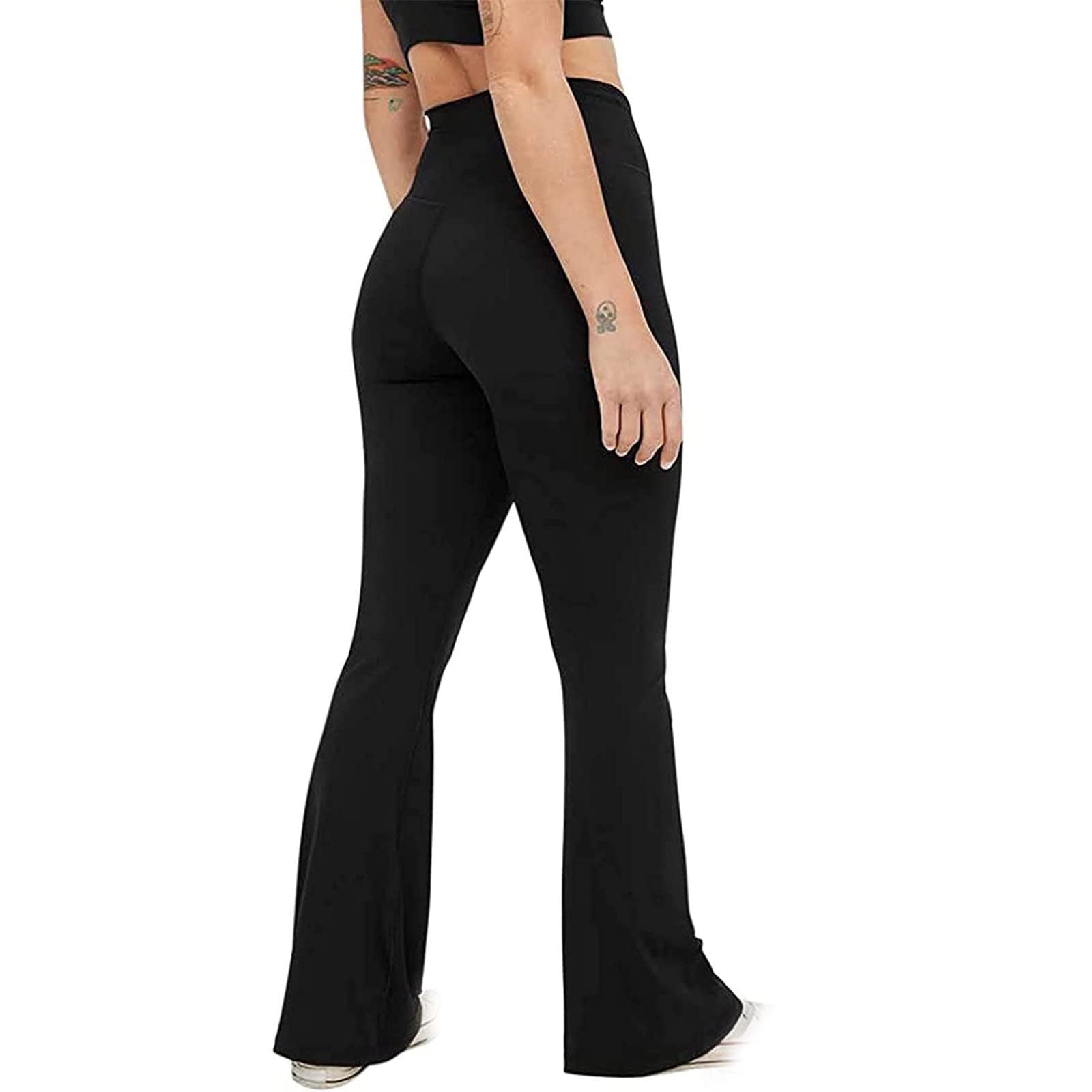 **JEGULV Women's Work Leggings - High Waisted Flare Yoga Pants for Petite & Regular Sizes - Comfortable & Stretchy for Office, Gym & Casual Wear (Gray & Black) - Amazon Prime Day Deals 2024**
