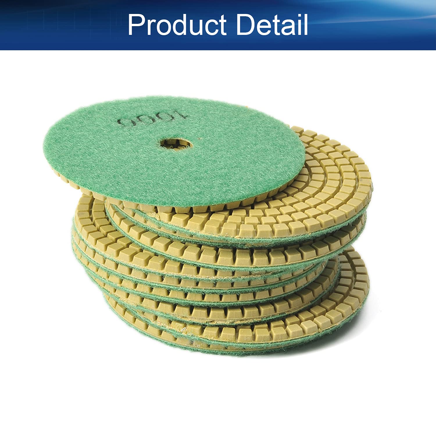 4 Inch Diamond Polishing Pads 10-Piece Set - 1000 Grit Wet/Dry for Granite, Marble, Concrete - Compatible with Floor Grinders & Polishers - Perfect for Countertop, Tile & Stone Restoration Projects