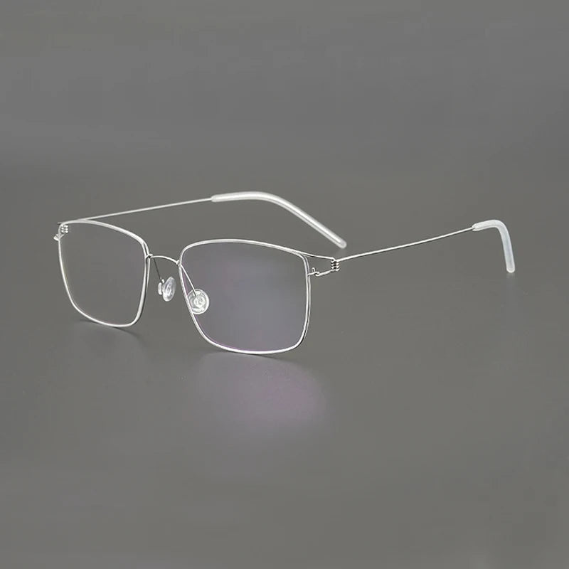 Unisex Black Titanium Square Screwless Full Rim Eyeglasses Frame 42001 - Lightweight & Durable for Work, Reading, and Everyday Wear