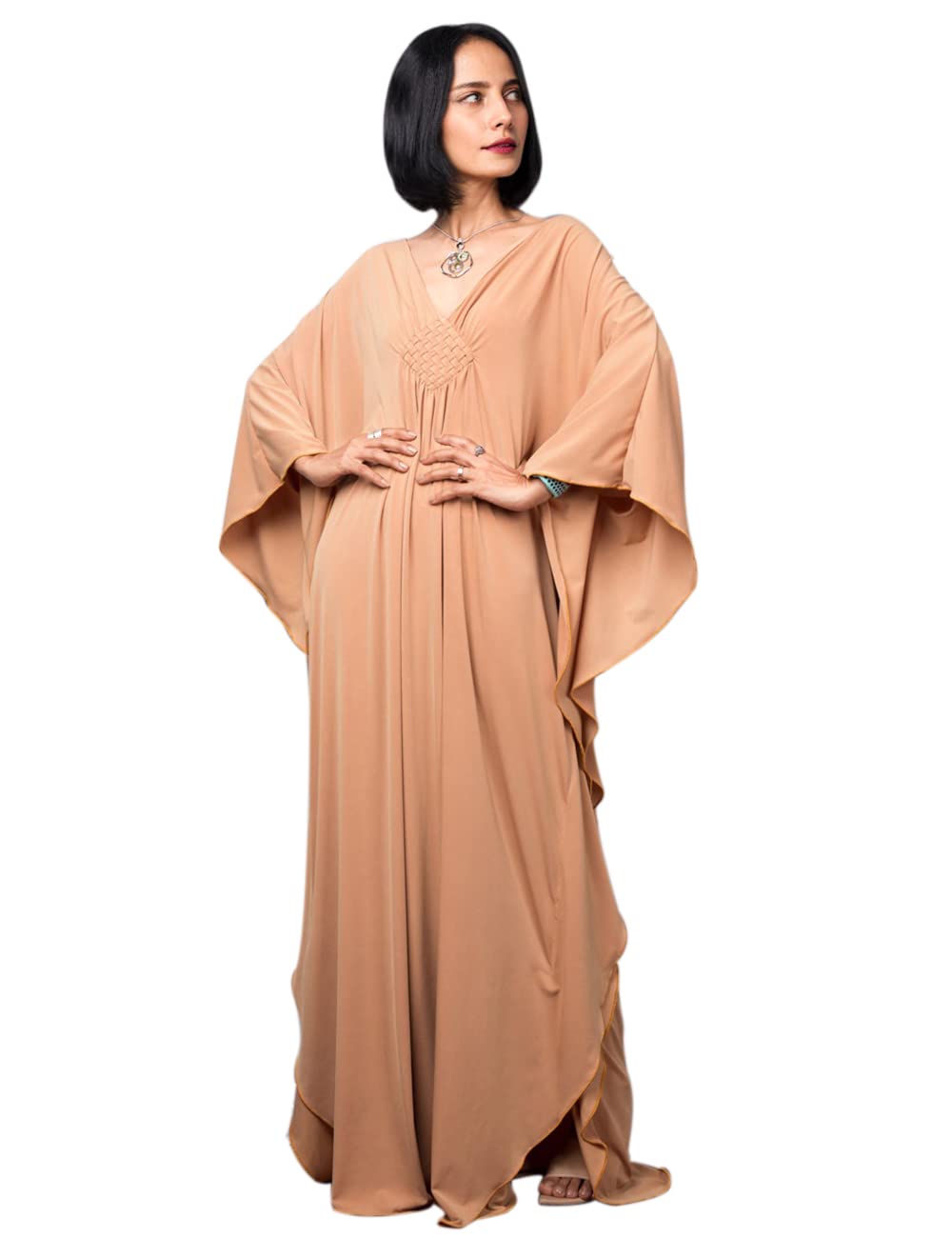 EDOLYNSA Women's Plus Size Casual Kaftan Dress - Batwing Sleeve Beach Cover Up for Summer Vacation, Pool Party & Resort Wear