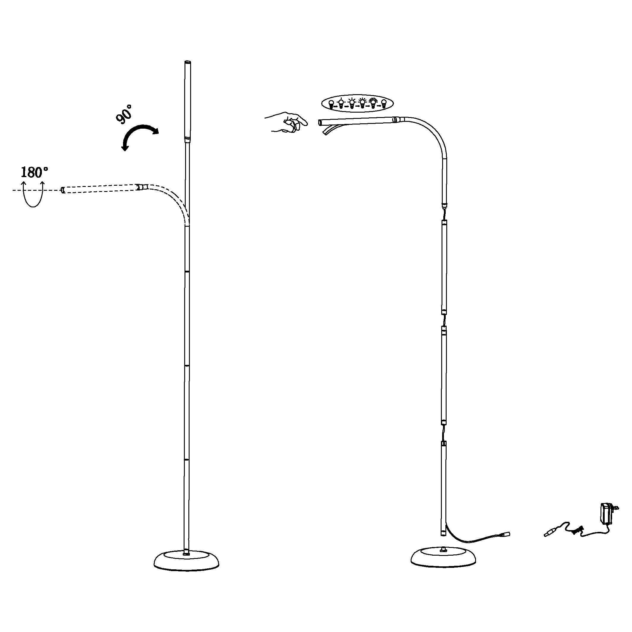 Eglo Laroa White LED Adjustable Touch Floor Lamp - Modern Dimmable Standing Light for Living Room, Bedroom & Office - Perfect for Reading, Working & Relaxing