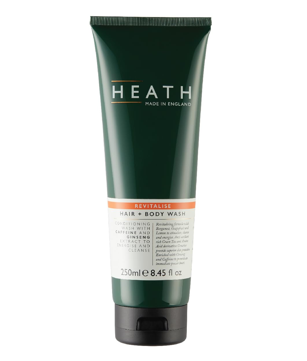 Men's Energizing Body Wash with Caffeine & Ginseng - 250ml for Hair & Skin Care - Gym & Shower Use