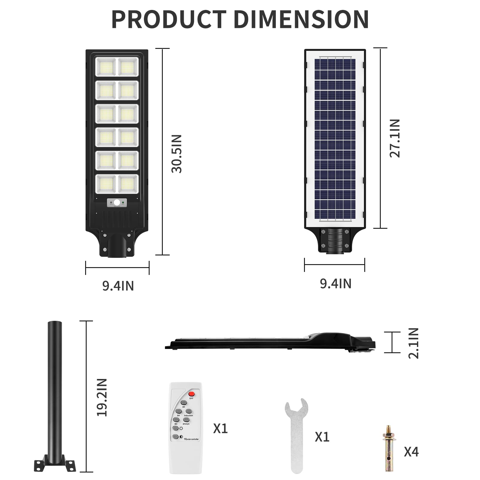 Viugreum 1000W Solar Street Lights Outdoor with Motion Sensor - 2 Pack 1080 LED 6000K IP65 Waterproof Solar Parking Lot Lights for Barn, Yard, Street, Driveway & Garden - Energy Efficient Solar Powered Security Lighting